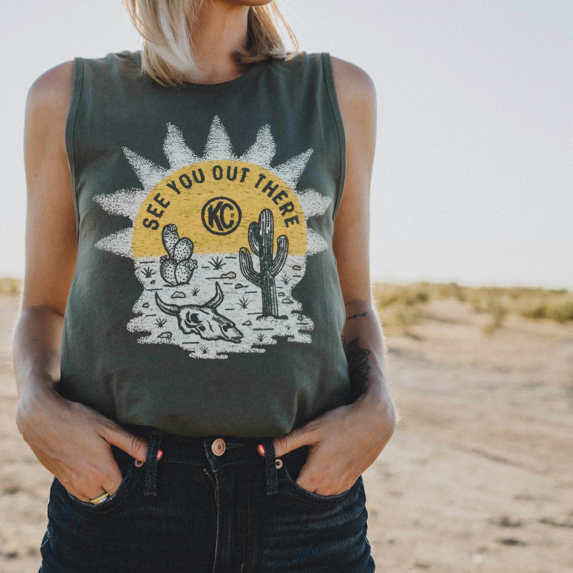 KC HiLiTES KC Women%27s Desert Nomad Tank Top - Green - Medium 70679