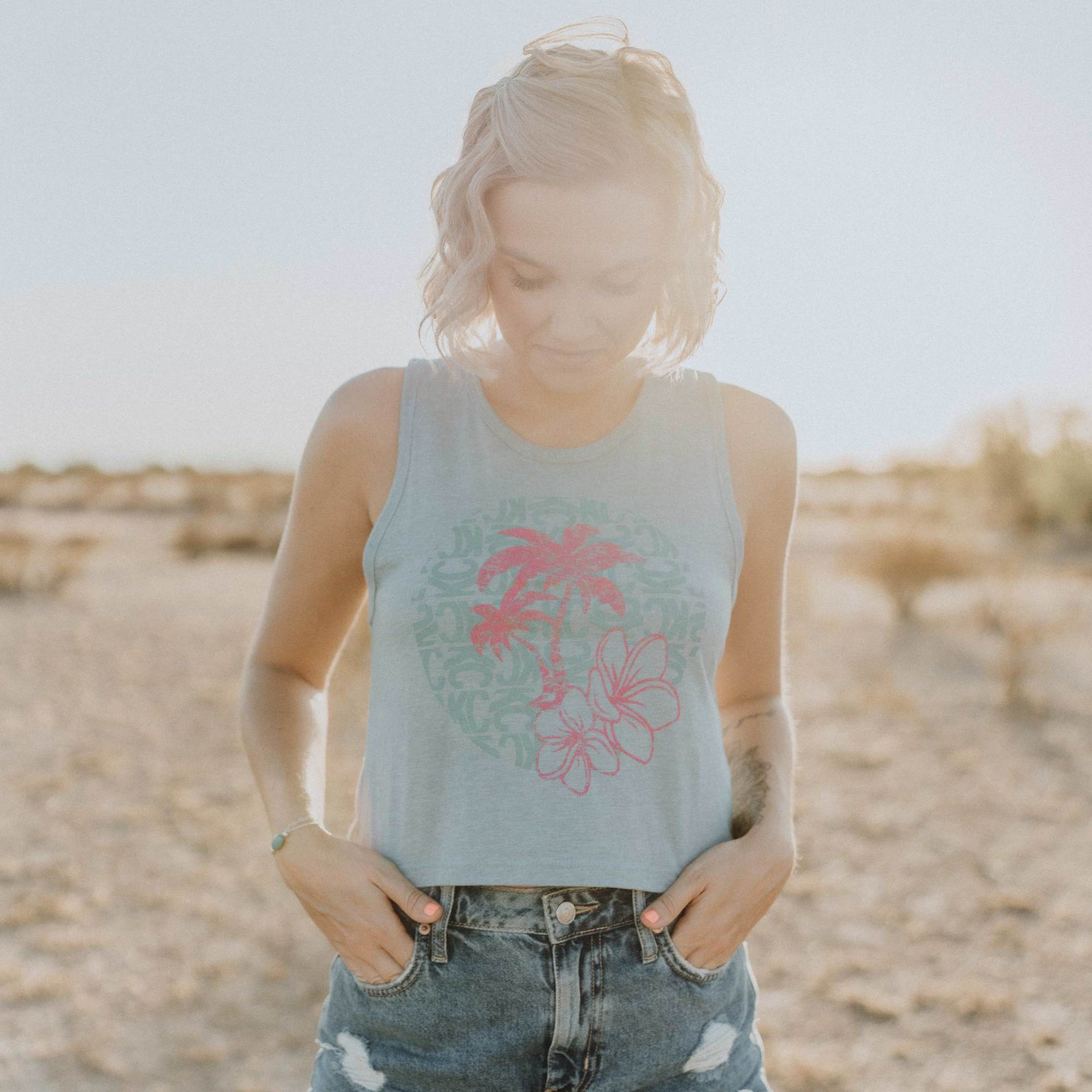 KC HiLiTES KC Women%27s Island Dreams Crop Tank - Stonewash Denim - Large 70685