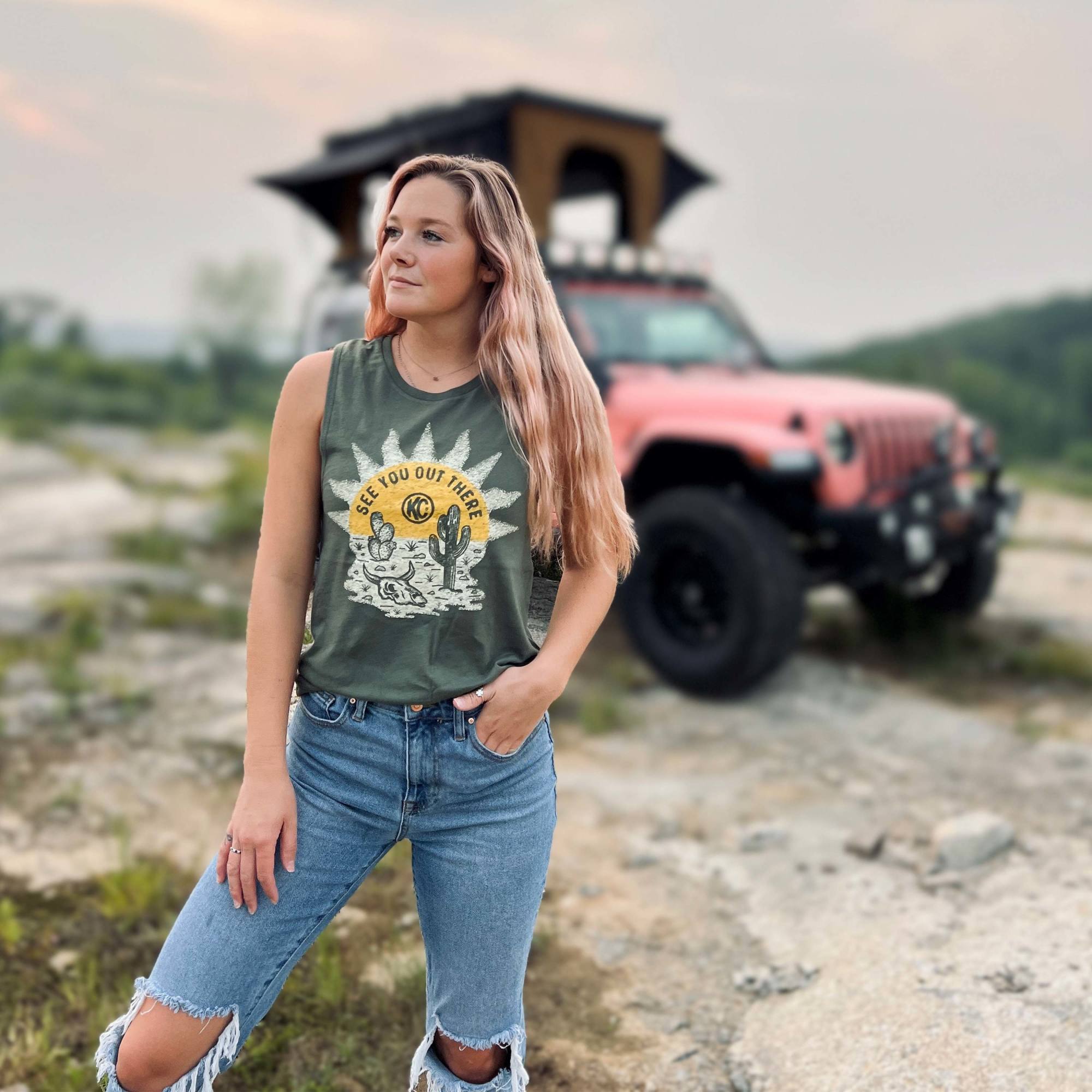 KC HiLiTES KC Women%27s Desert Nomad Tank Top - Green - X-Large 70681