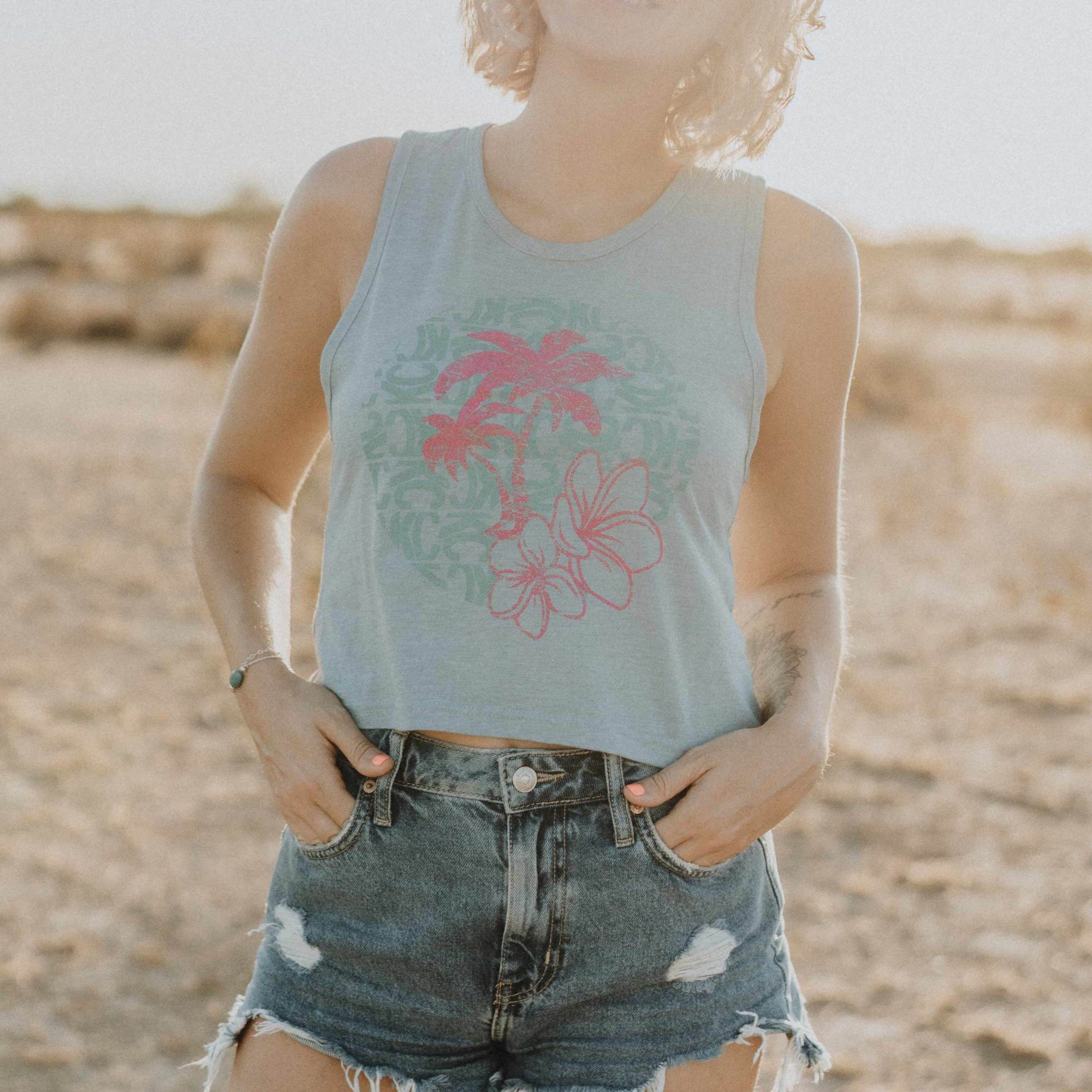 KC HiLiTES KC Women%27s Island Dreams Crop Tank - Stonewash Denim - Small 70683