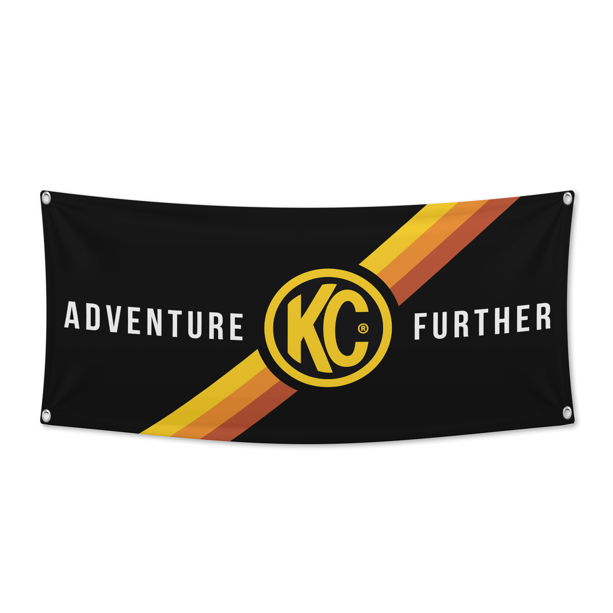 KC HiLiTES KC Banner 36x72 Adventure Further Logo Black Yellow 99021