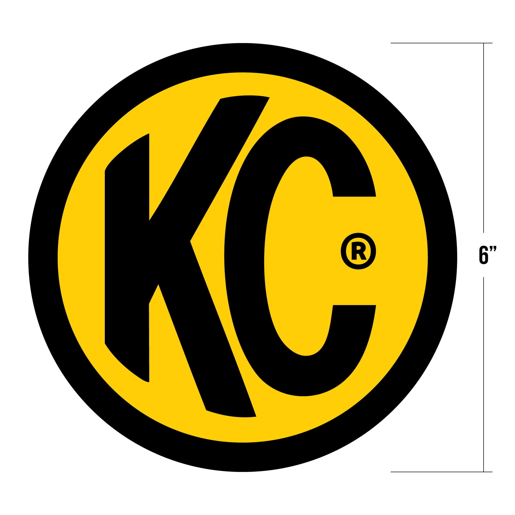 KC HiLiTES KC Decal 6in Round KC Logo Yellow Black EA 9910