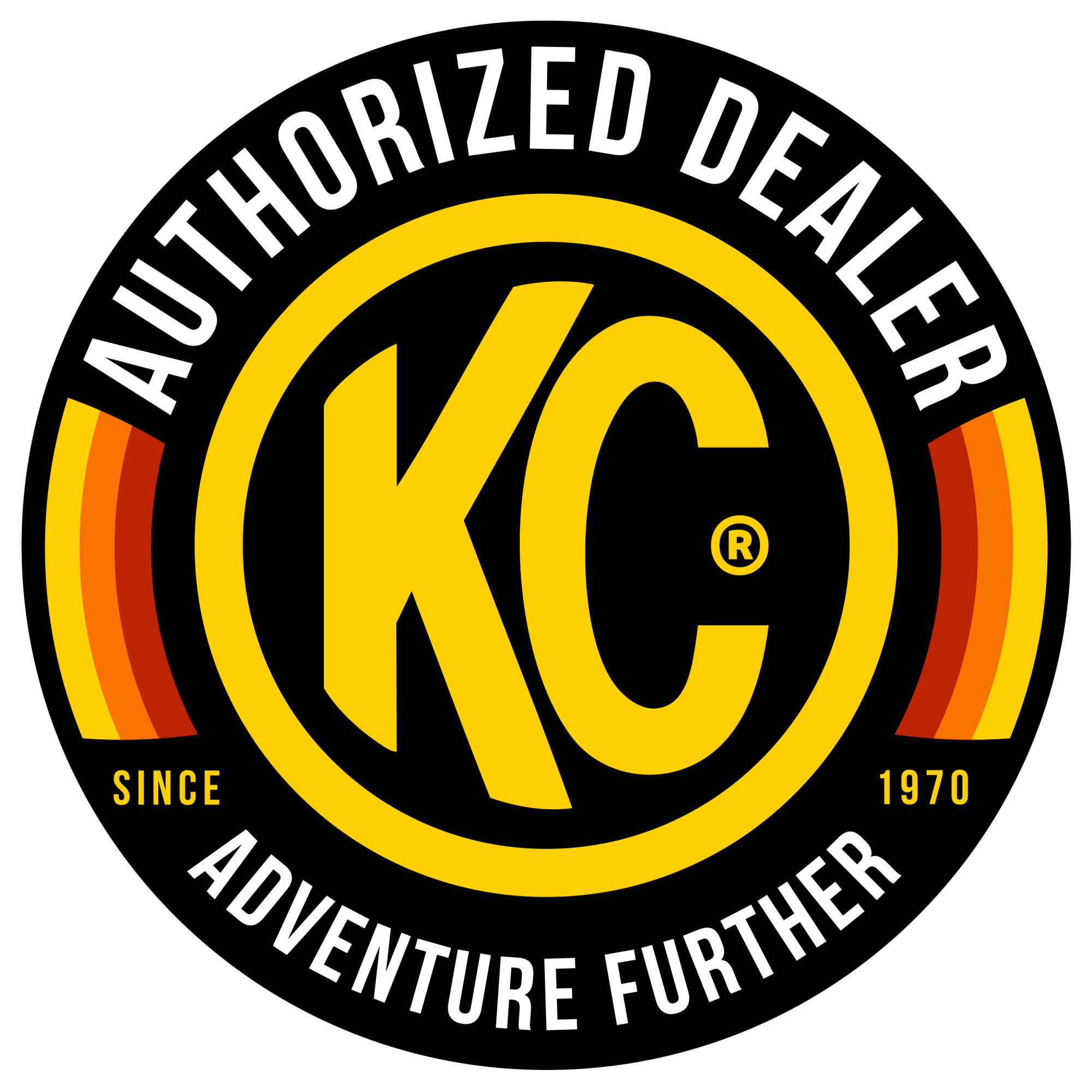 KC HiLiTES KC Decal 8in KC Authorized Dealer Logo Yellow Black EA 9917