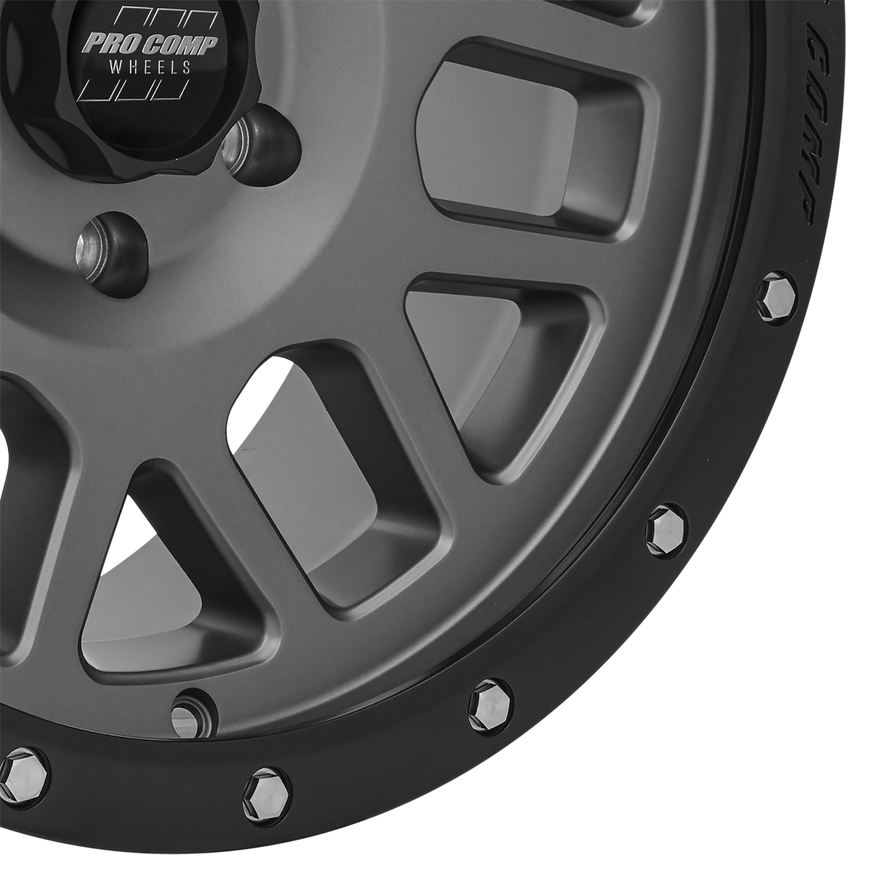 Pro Comp Vertigo Matte Graphite 18x9 6x5.5 5BS Offset 0mm Cap P/N 5040556000 2640-898350