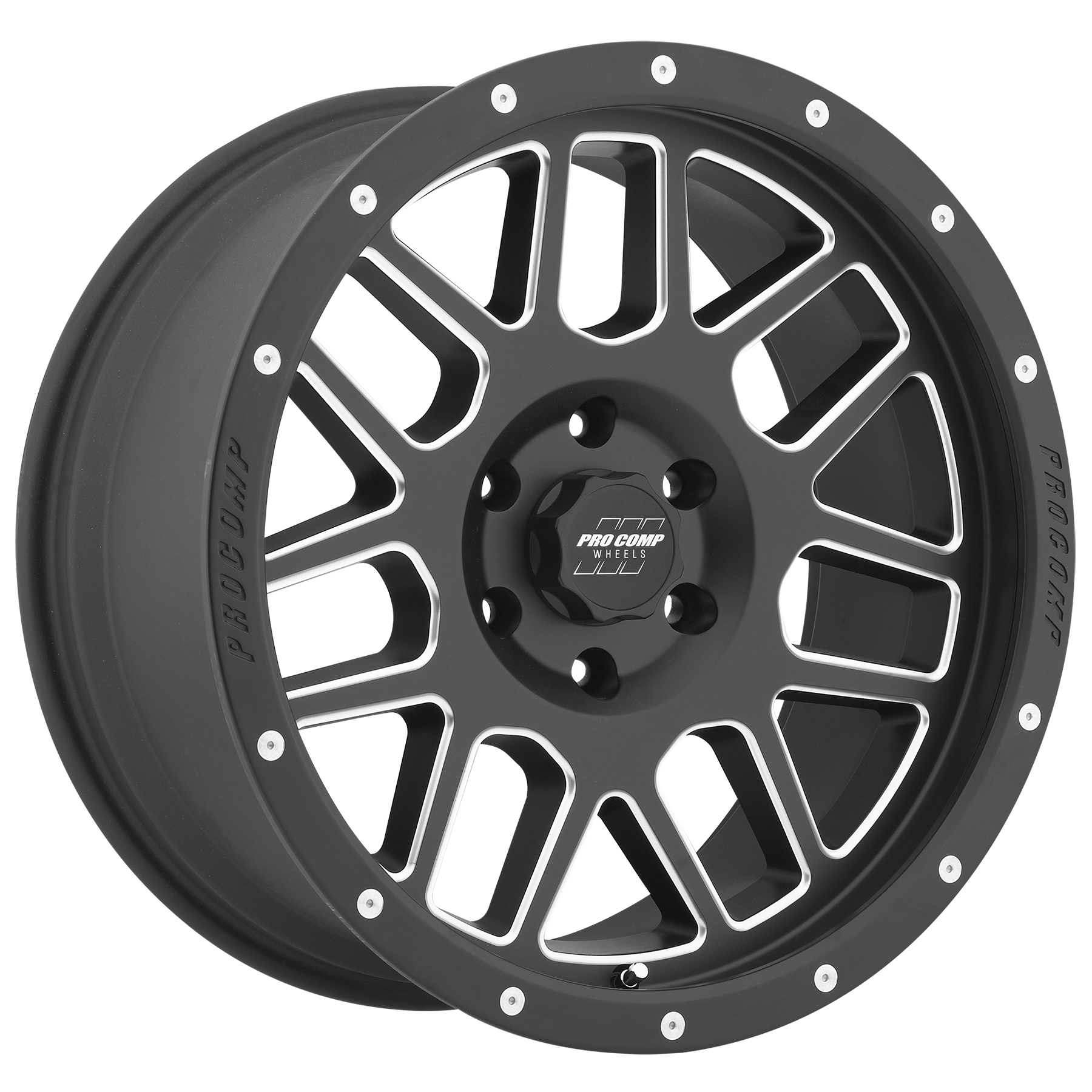 Pro Comp Vertigo Satin Black Milled 20x9 6x5.5 4.5BS Offset -12mm Cap P/N 5040556000 5140-298345