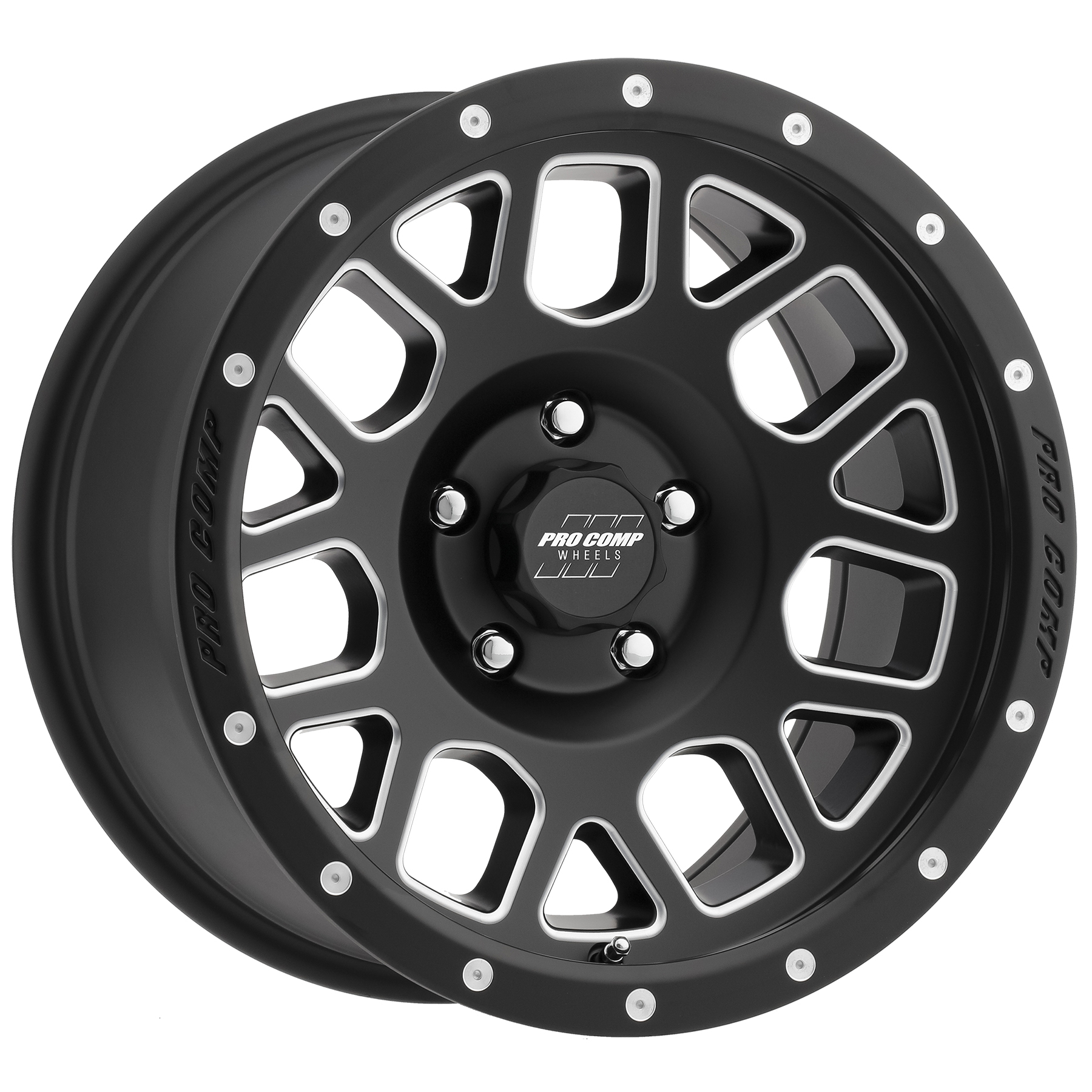 Pro Comp Vertigo Satin Black Milled 17x9 5x5 4.75BS Offset -6mm Cap P/N 5040556000 5140-7973