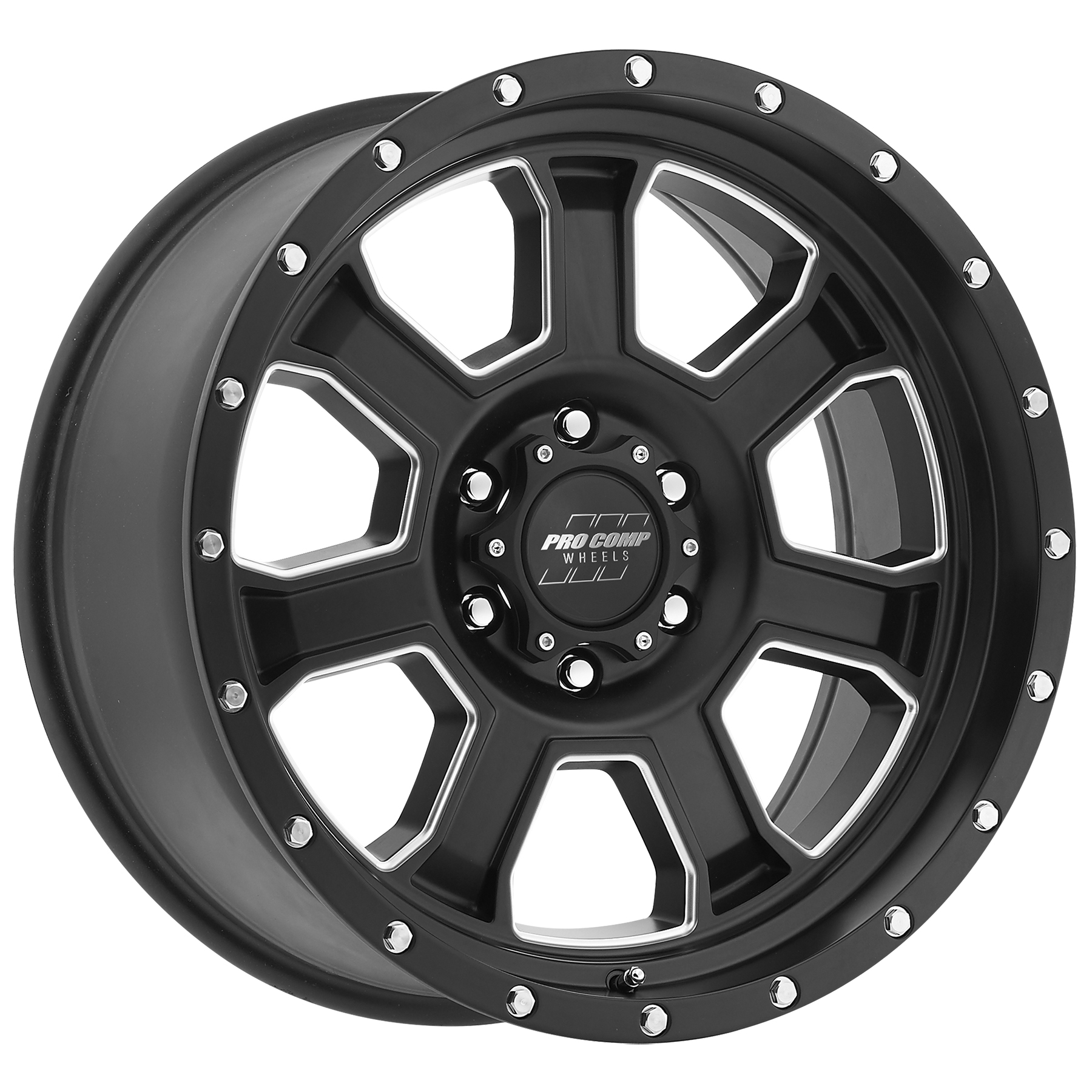 Pro Comp Sledge Satin Black Milled 17X9 6x5.5 4.75BS Offset -6mm Cap P/N 503434200 5143-7983