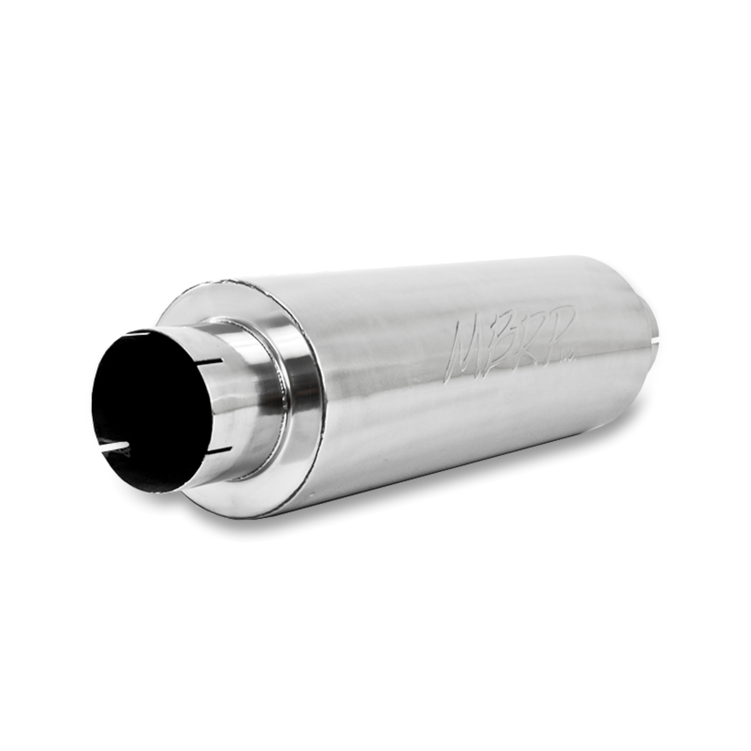MBRP Exhaust Quiet Tone Muffler. 5in. In/Out. 8in. Dia. Body. 31in. Overall. AL M2220A