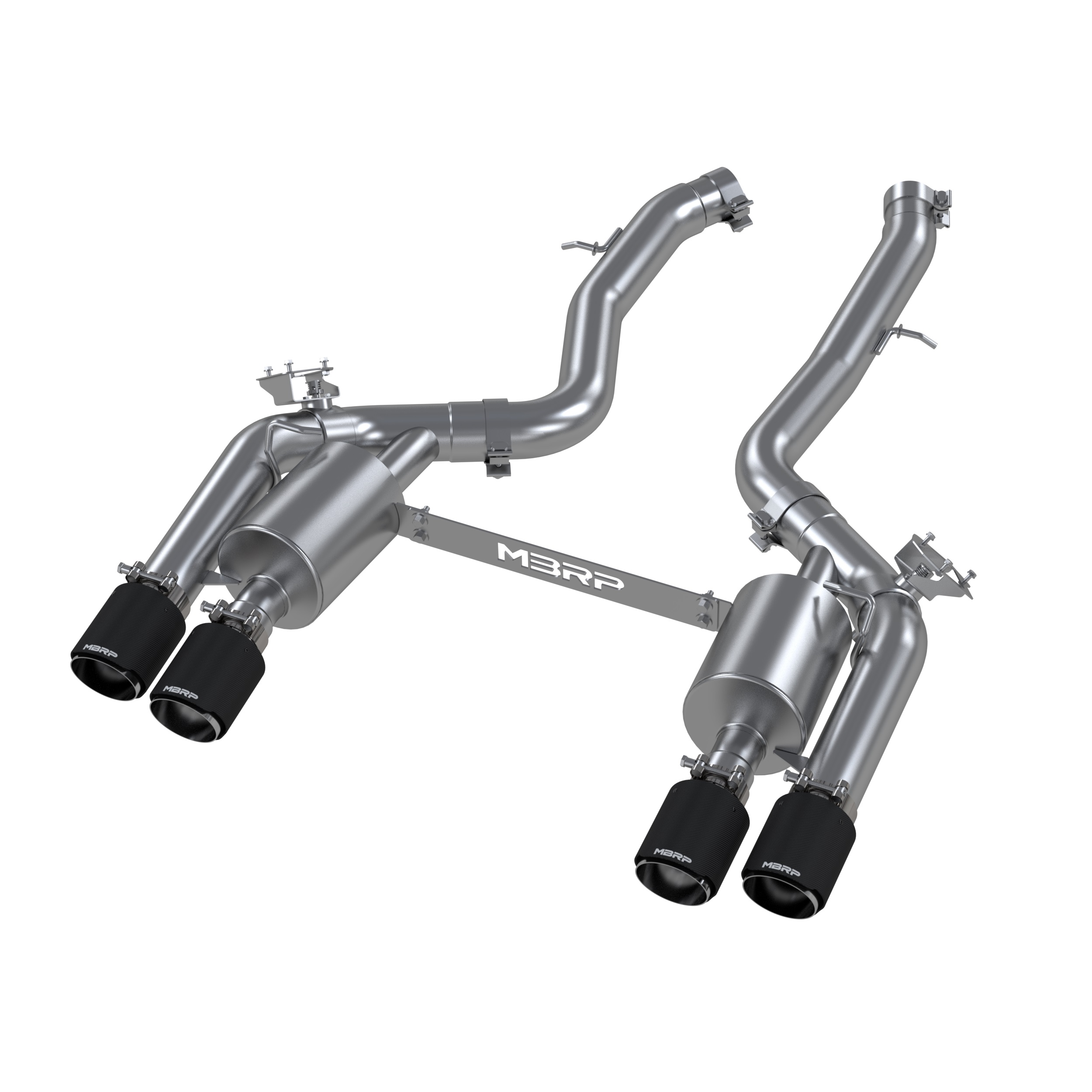 MBRP Exhaust 3in. Resonator-Back. Dual Rear Quad Outlet. T304. CF. Active S45023CF