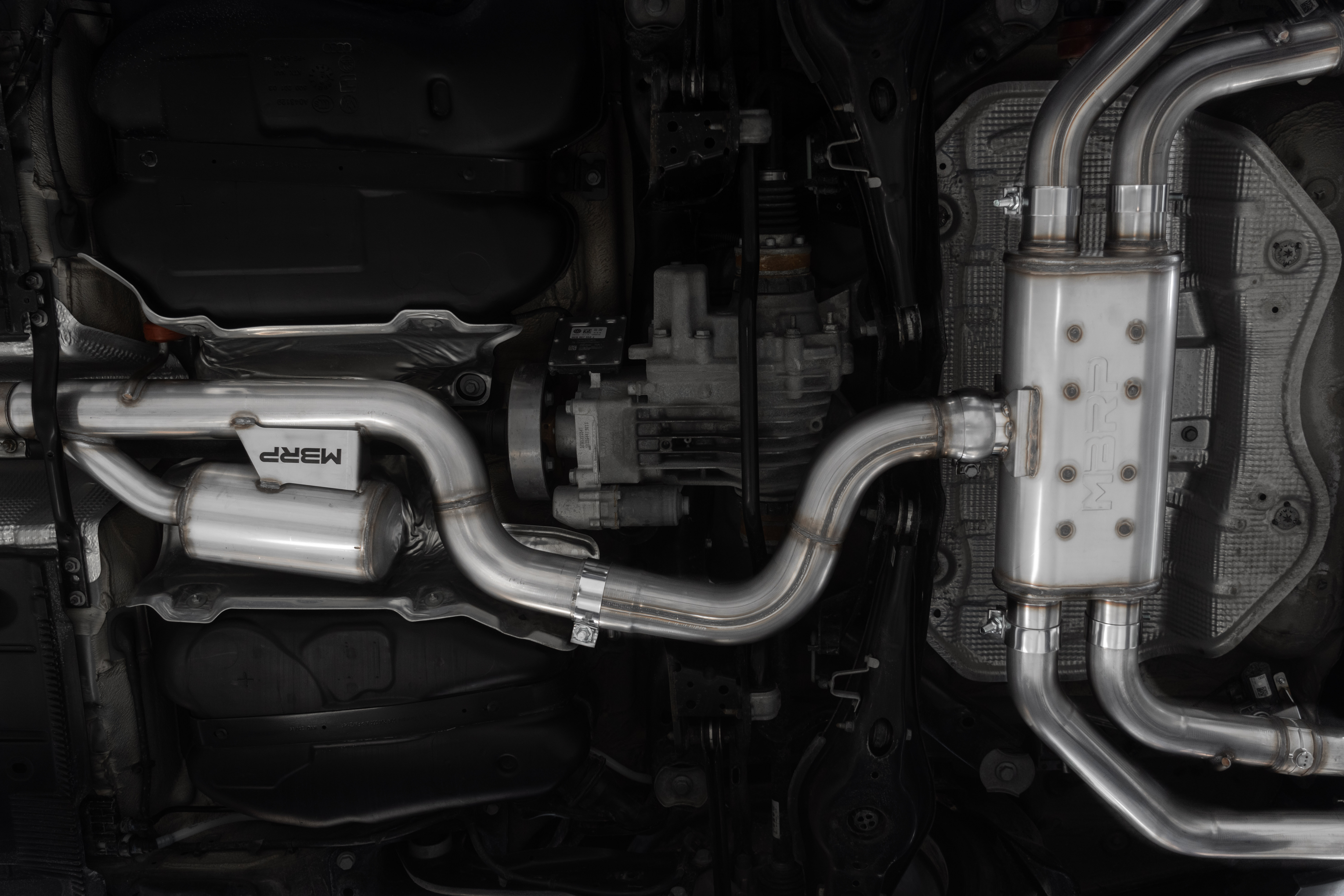 MBRP Exhaust 3in. Cat-Back. Quad Split Rear Exit. Active. T304. CF Tips S46043CF