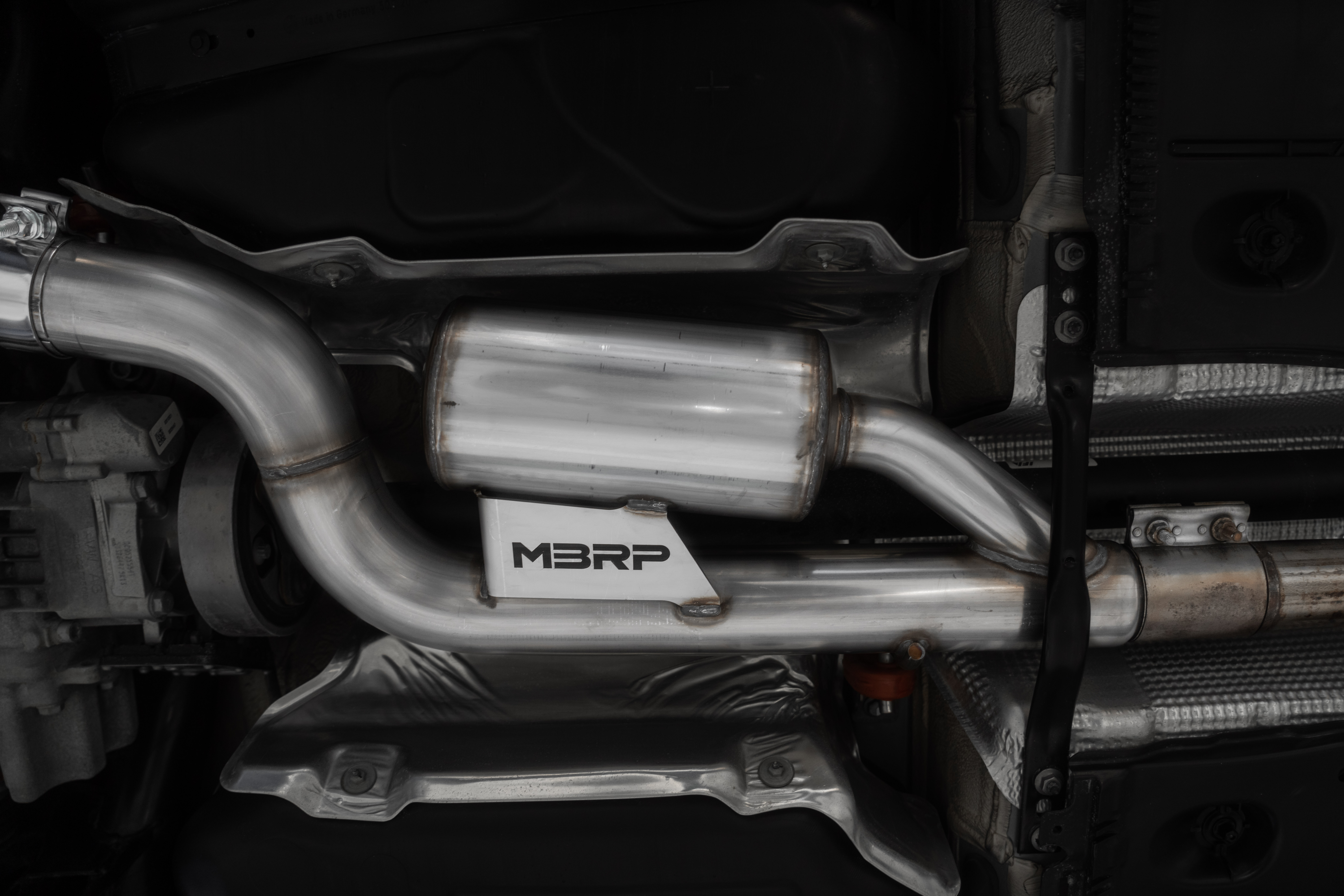 MBRP Exhaust 3in. Cat-Back. Quad Split Rear Exit. Active. T304. CF Tips S46043CF