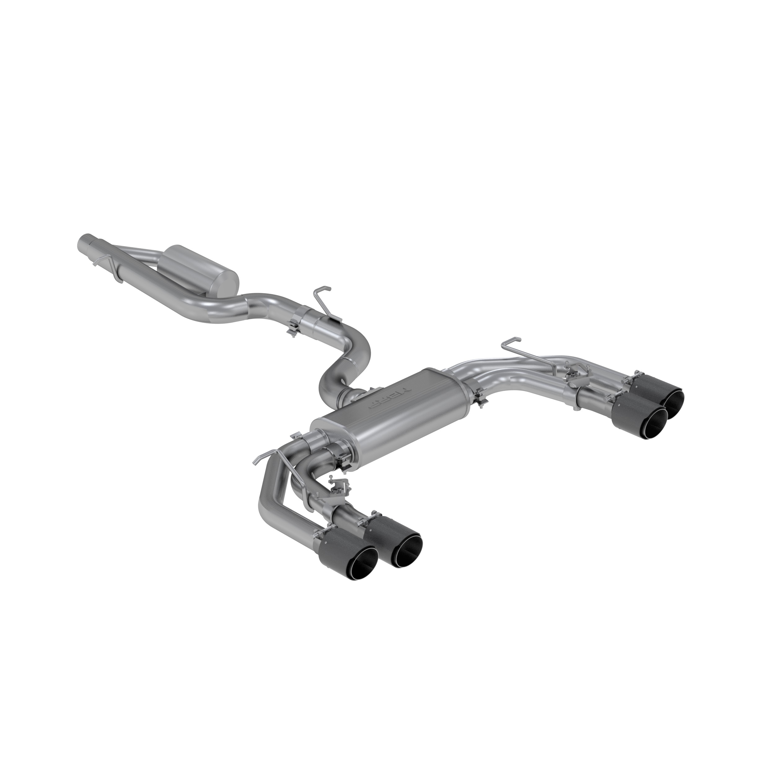 MBRP Exhaust 3in. Cat-Back. Quad Split Rear Exit. Active. T304. CF Tips S46043CF