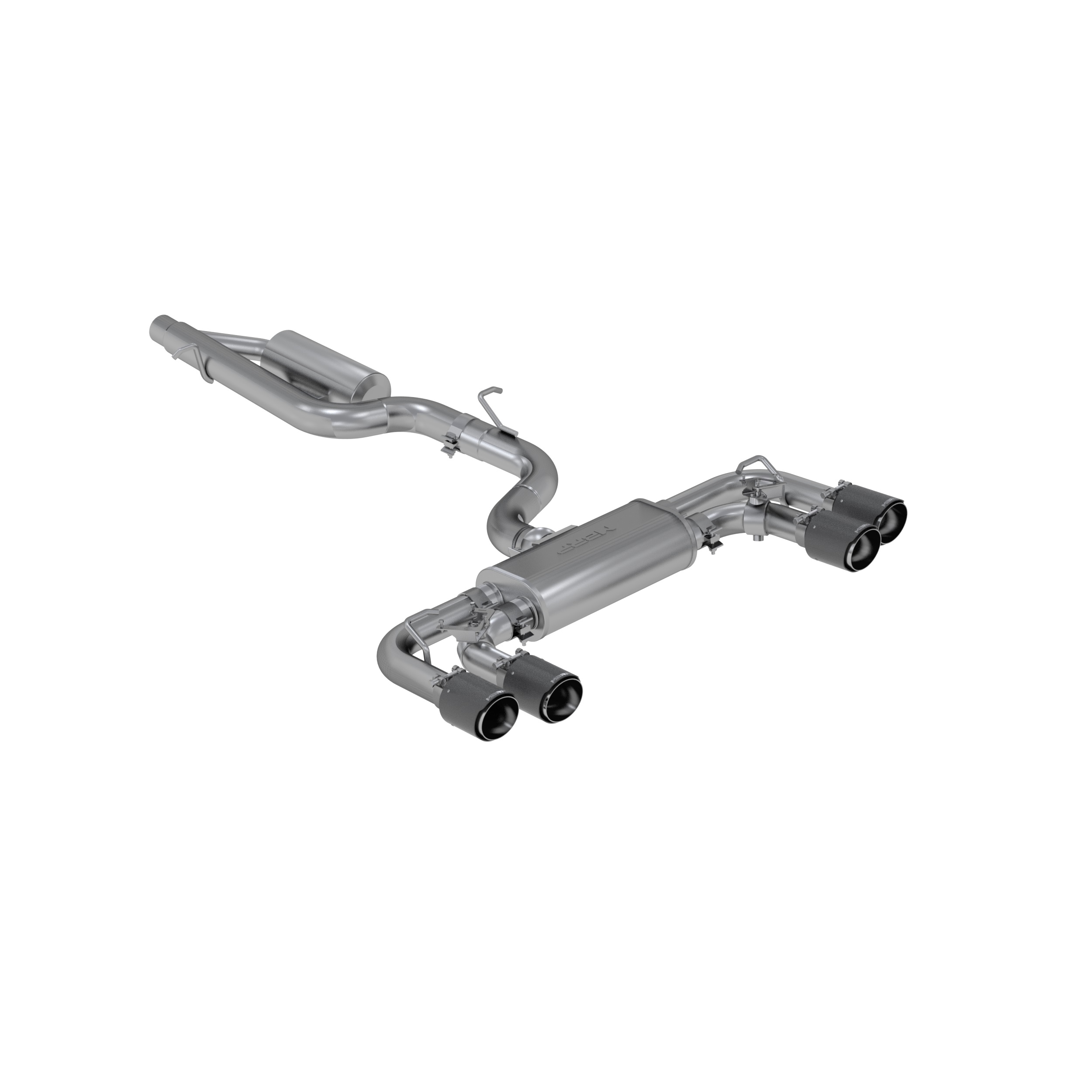 MBRP Exhaust 3in. Cat-Back. Quad Split Rear Exit. Active. T304. CF Tips S46053CF