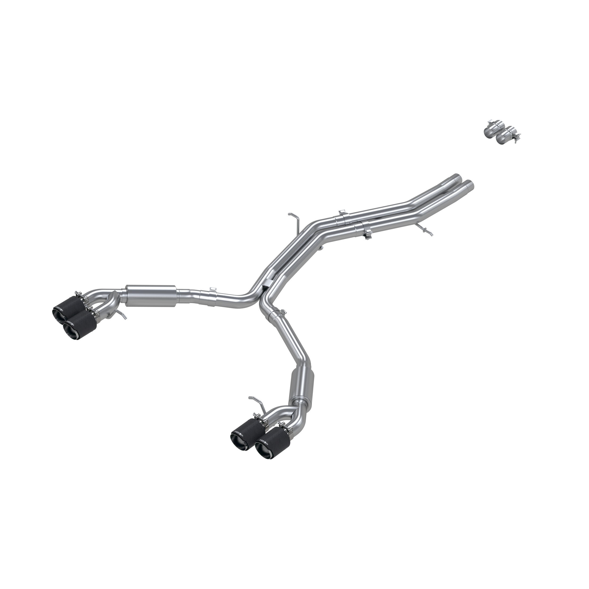 MBRP Exhaust 2.5in. Resonator Back. Dual Rear Exhaust. T304. Quad CF Tips S46073CF