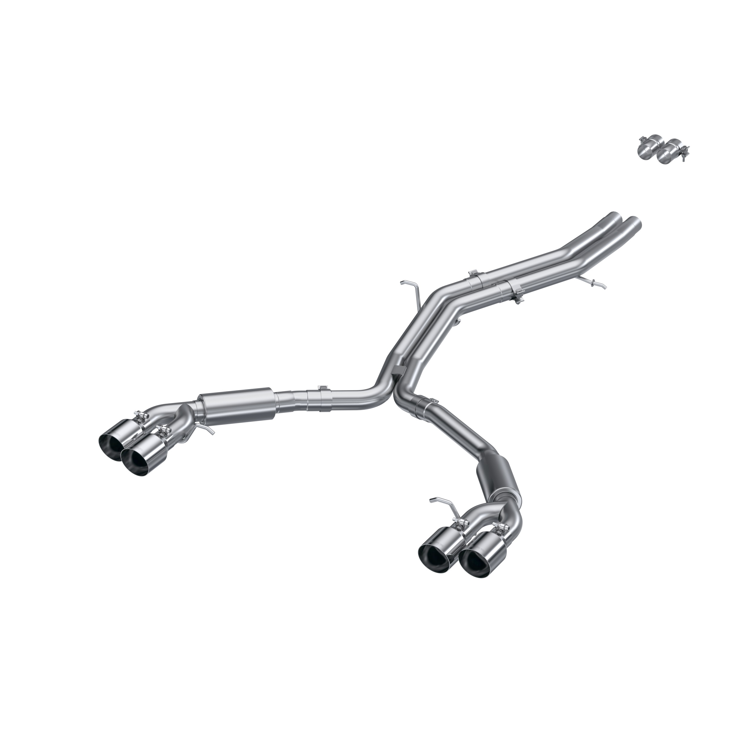 MBRP Exhaust 2.5in. Resonator Back. Dual Rear Exit. T304. Quad Tips S4607304
