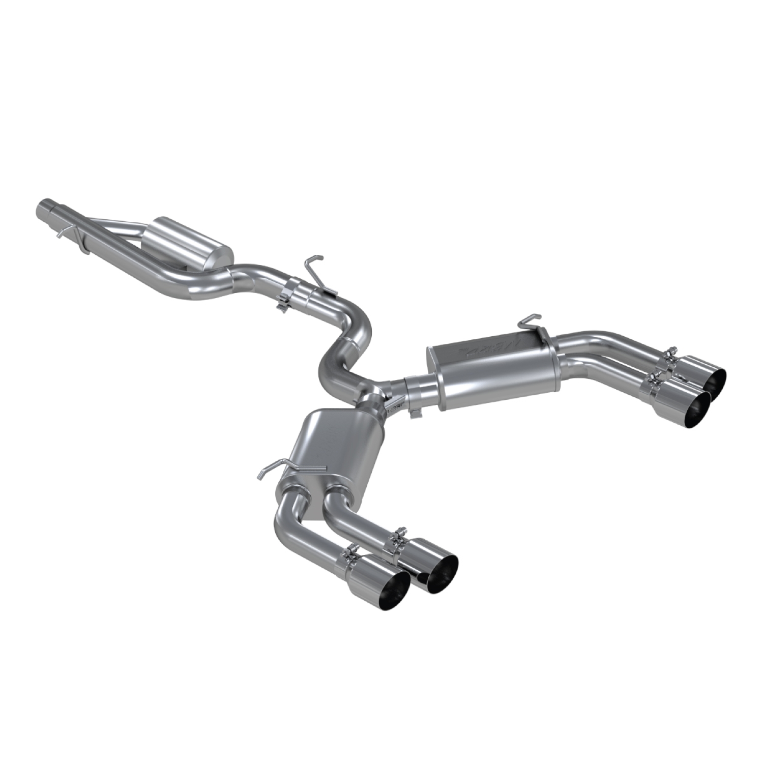 MBRP Exhaust 3in. Cat-Back. Valve Delete. Quad Split Rear Exit. T304 S4601304