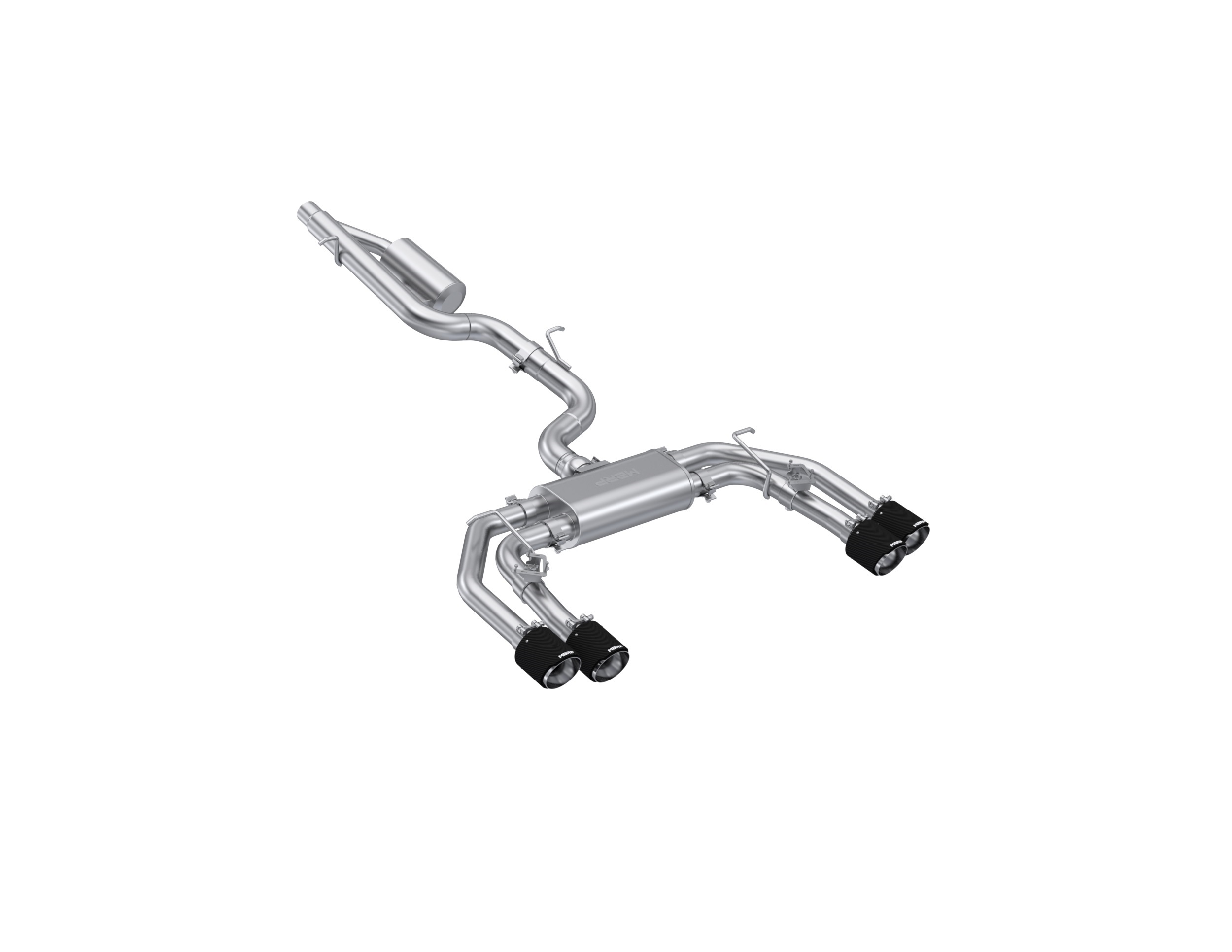 MBRP Exhaust MBRP 3in. Cat-Back, 2.5in. Quad Split Rear Exit, T304, CF Tips, Active. S46193CF
