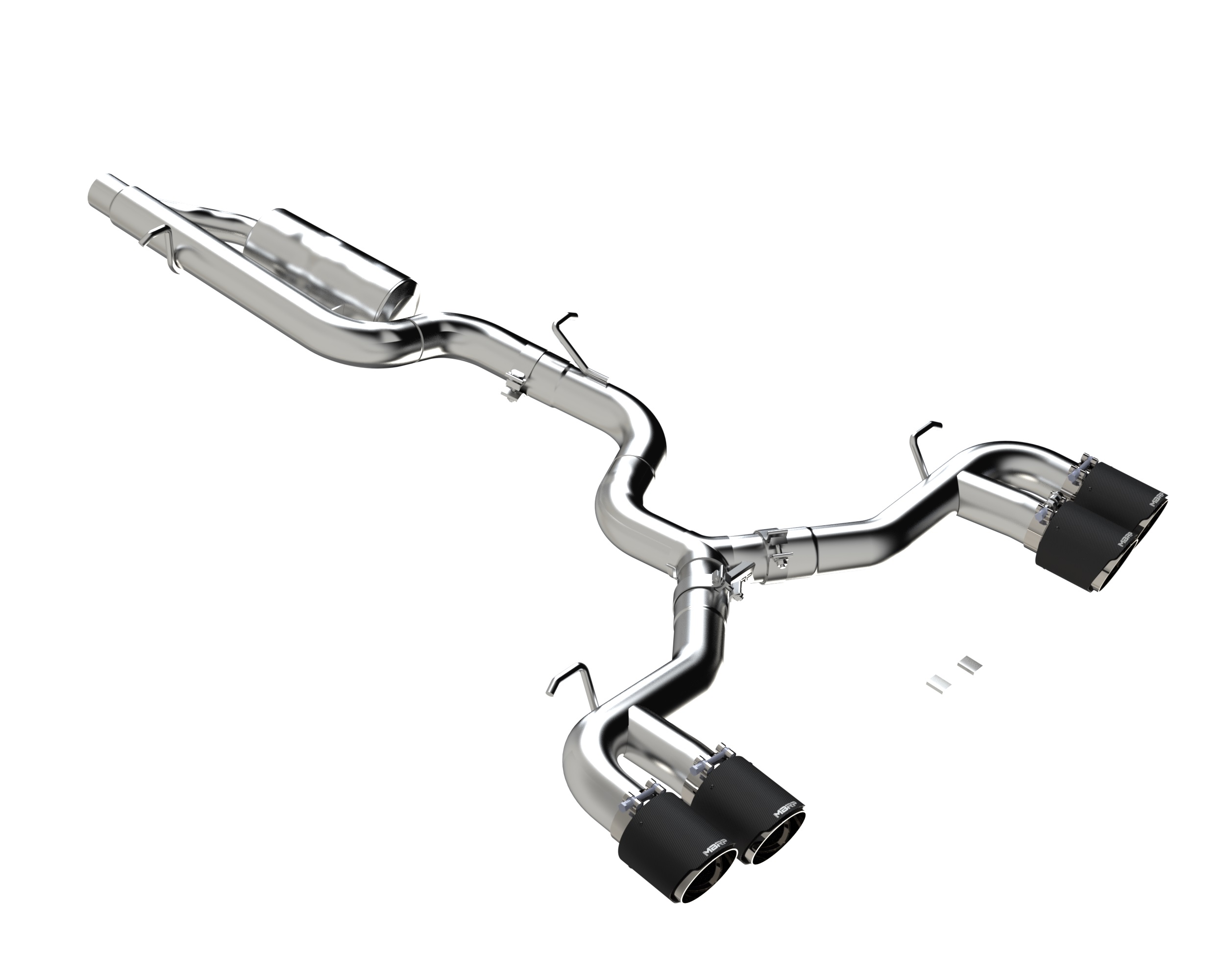 MBRP Exhaust 3in. Cat-Back. Quad Split Rear. T304. CF Tips. Valve Delete S46123CF