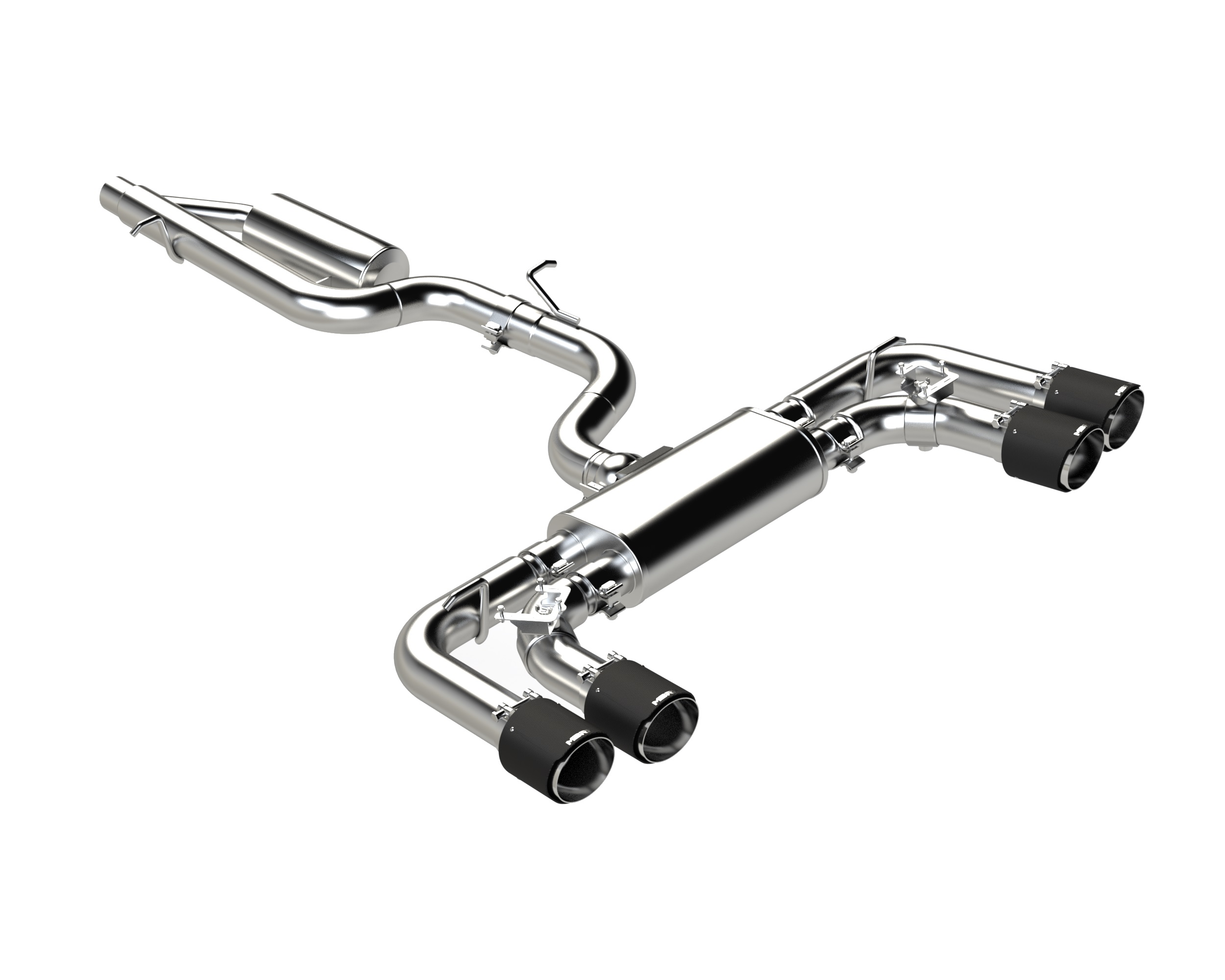 MBRP Exhaust 3in. Cat-Back. 2.5in. Quad Split Rear Exit. Active. T304. CF Tips S46133CF