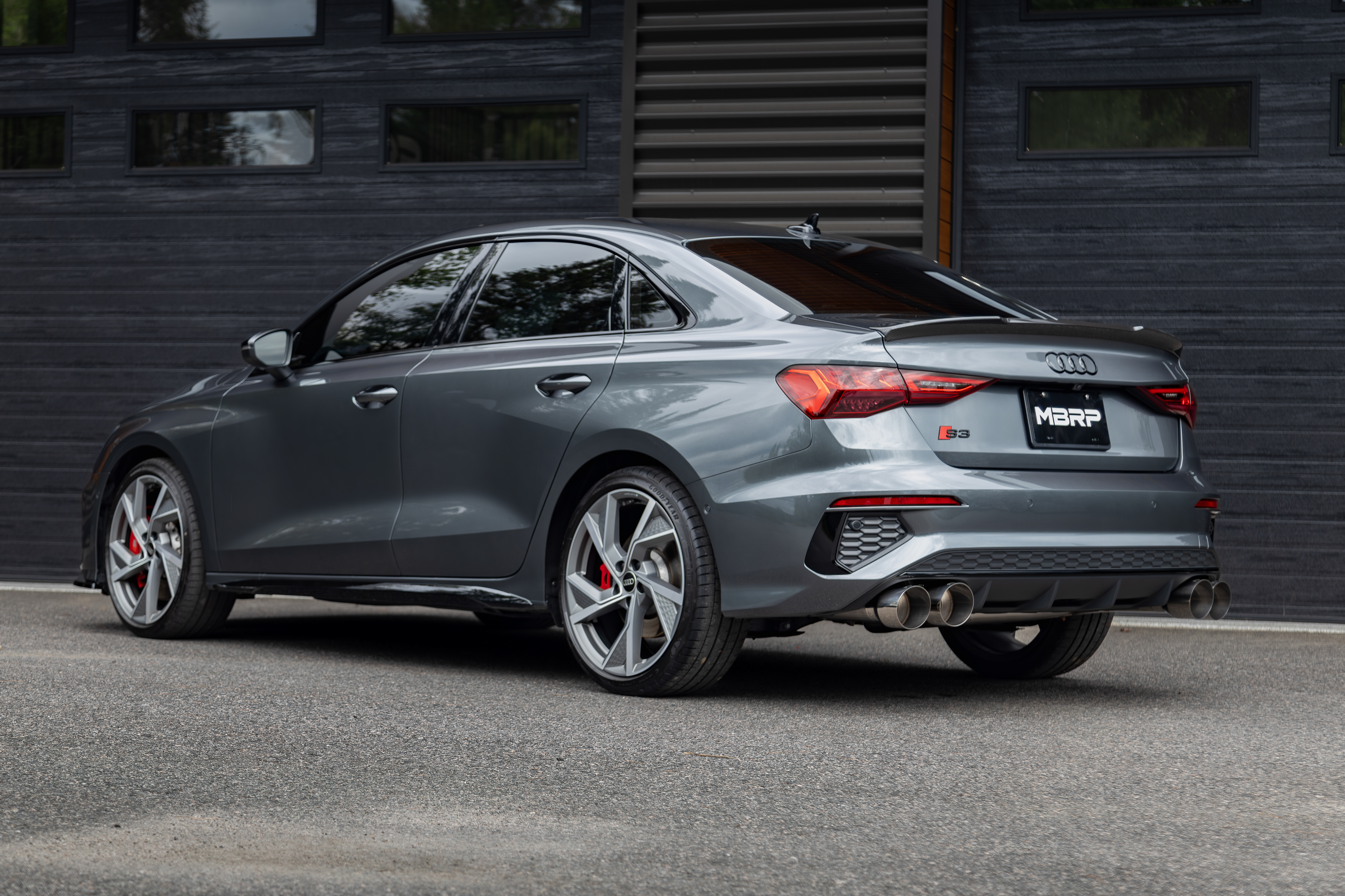 MBRP Exhaust MBRP 3in. Cat-Back Dual Split Quad Rear, Valve Delete, T304 with CF. S46203CF