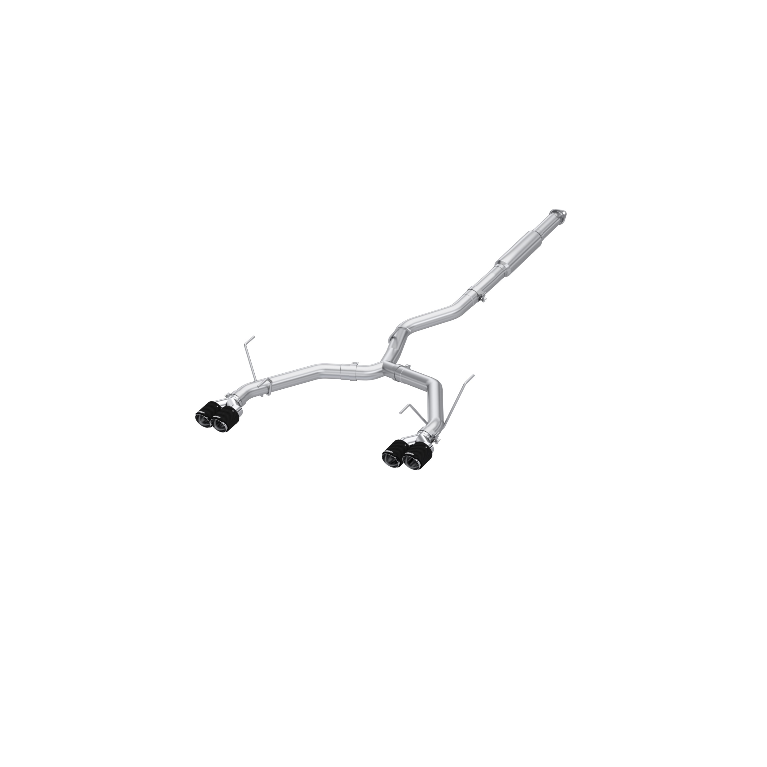 MBRP Exhaust 3in. Cat-Back. Dual Split Rear Exit. Quad Outlet. Race Version. T304. CF Tips S48083CF