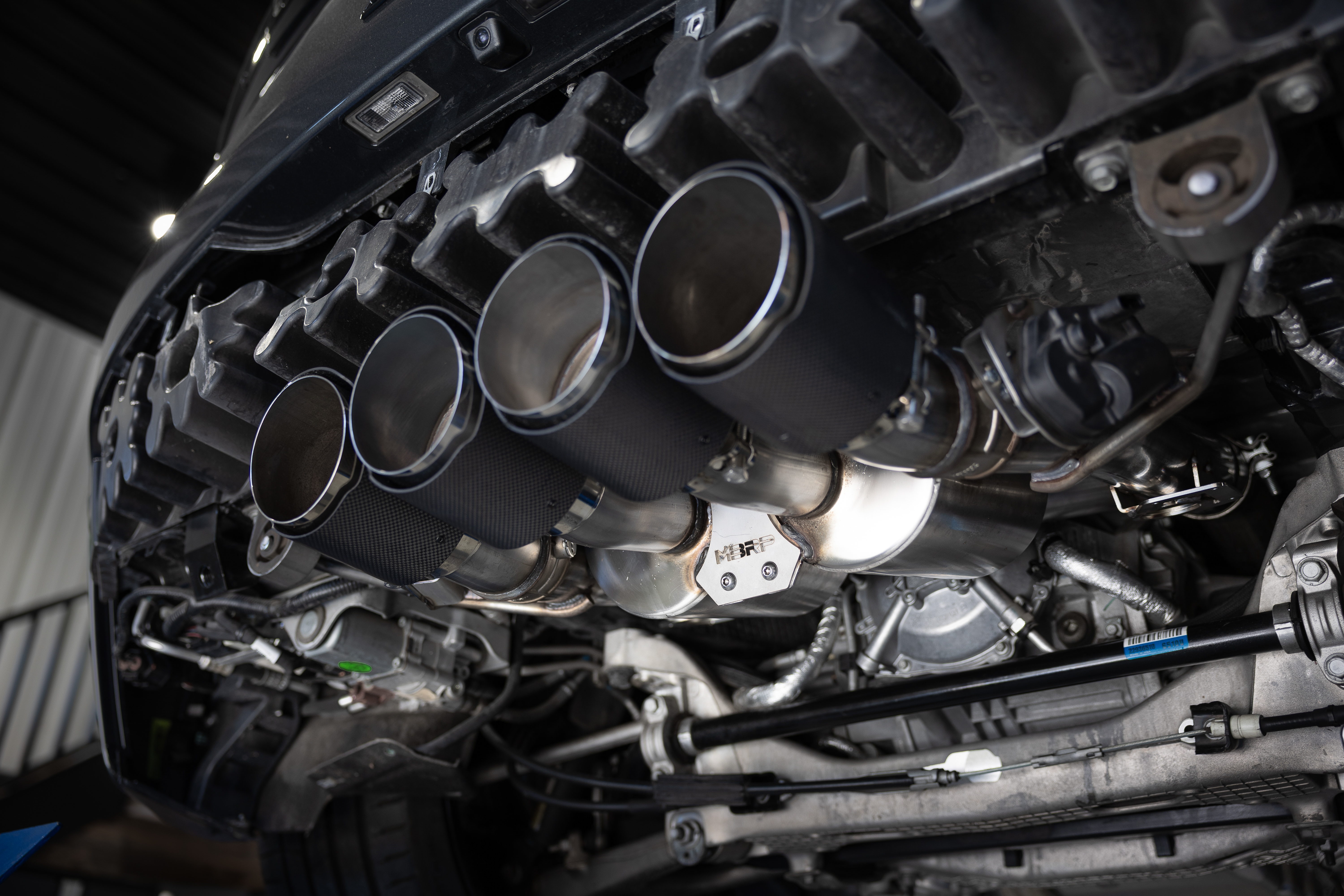 MBRP Exhaust MBRP 3in Axle-Back, Quad Rear Exit, Active, T304 with CF Tips. S70073CF