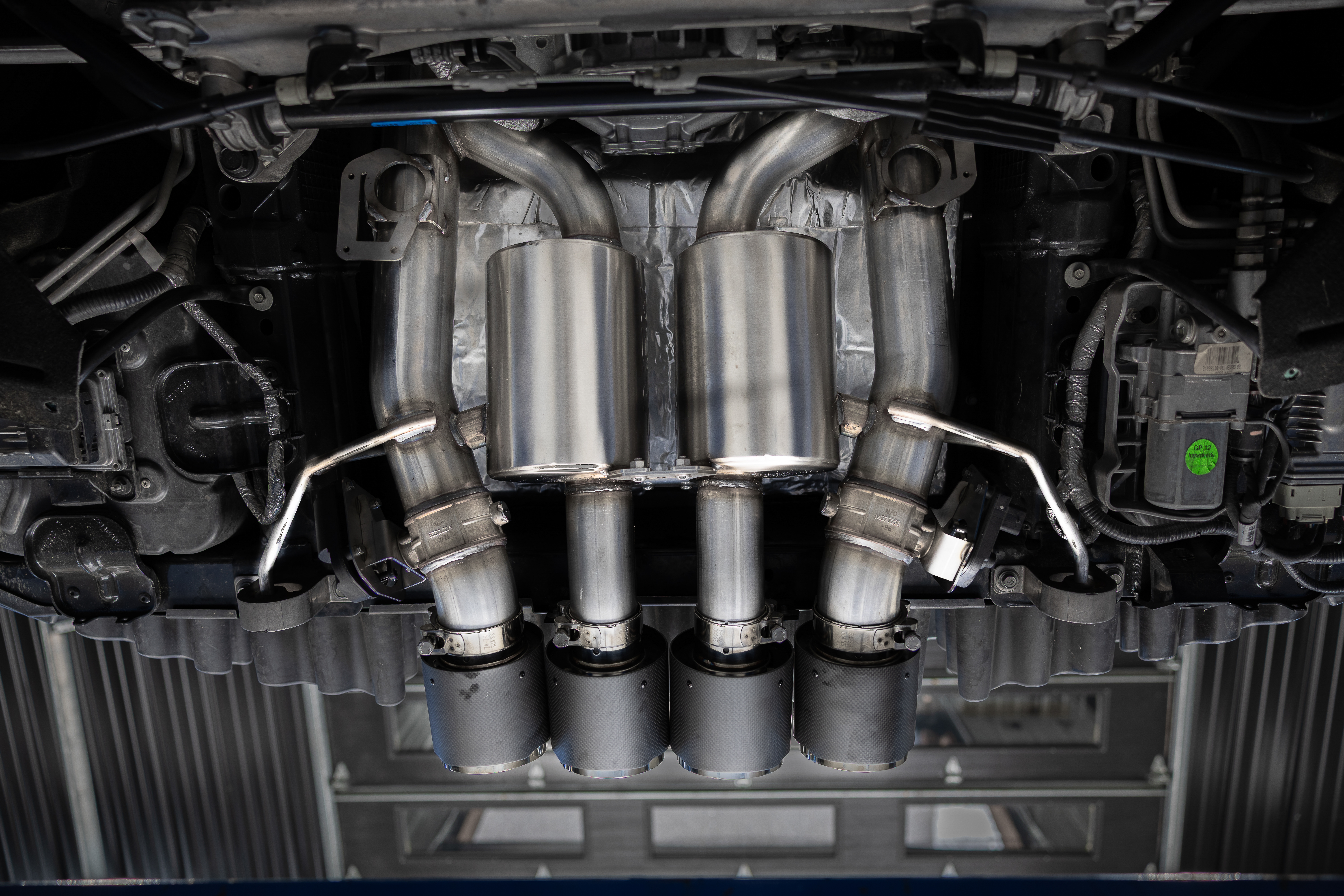 MBRP Exhaust MBRP 3in Axle-Back, Quad Rear Exit, Active, T304 with CF Tips. S70073CF