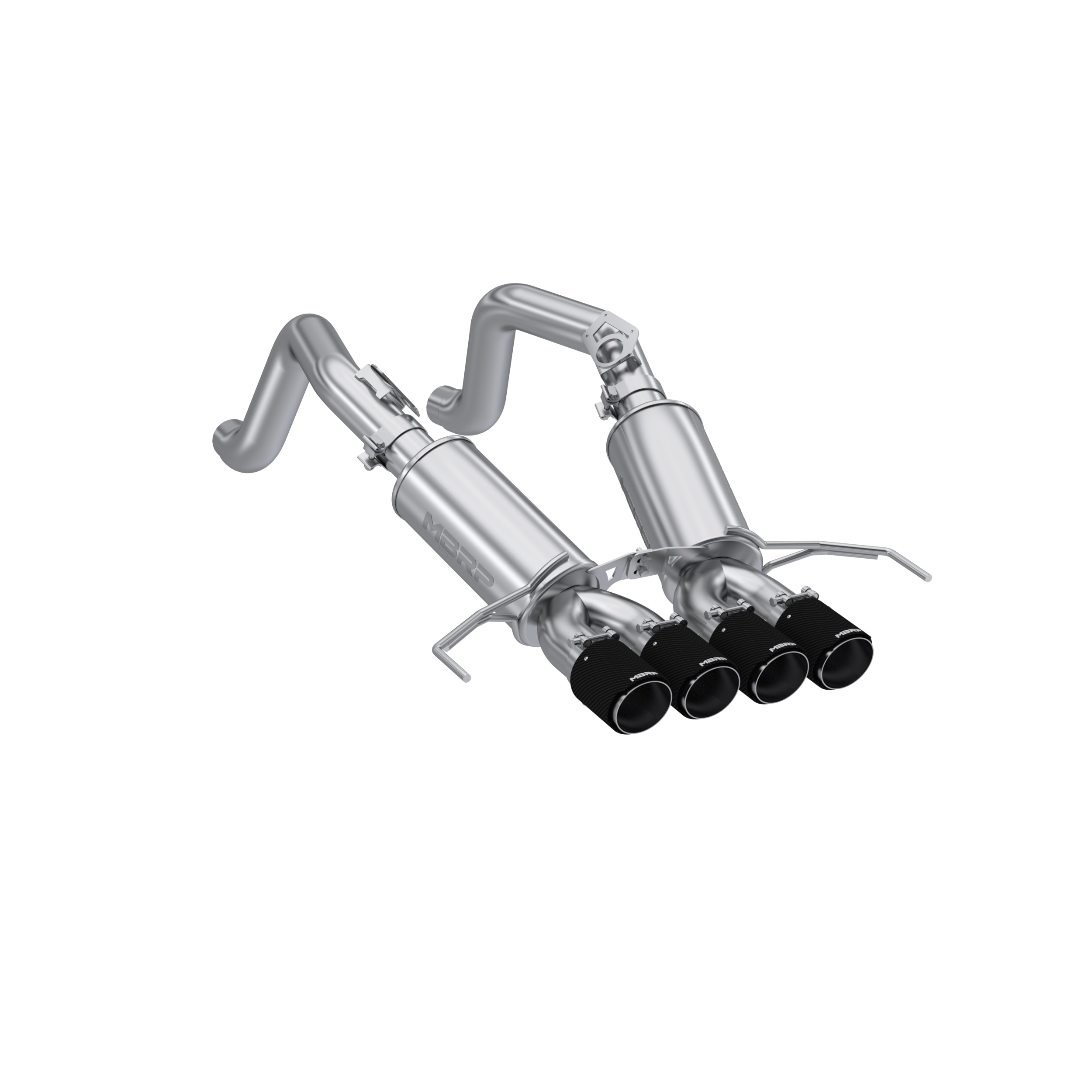 MBRP Exhaust 3in. Axle-Back. Dual Muffler. Dual Rear Exit. Quad CF Tip. T304 S70303CF
