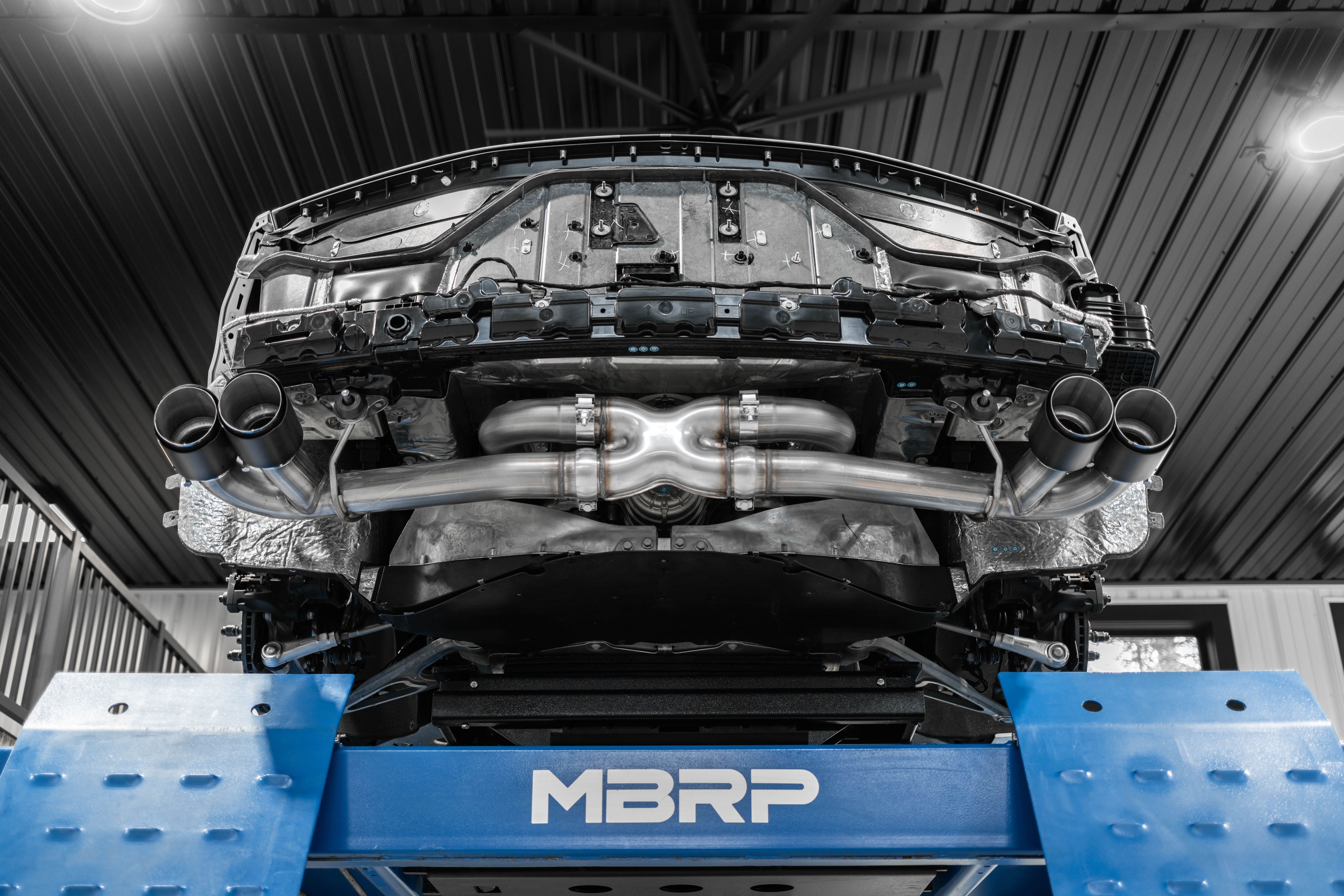 MBRP Exhaust 3in. Cat-Back.Valve Delete.Quad Split Rear Exit.T304.CF Tips S70423CF