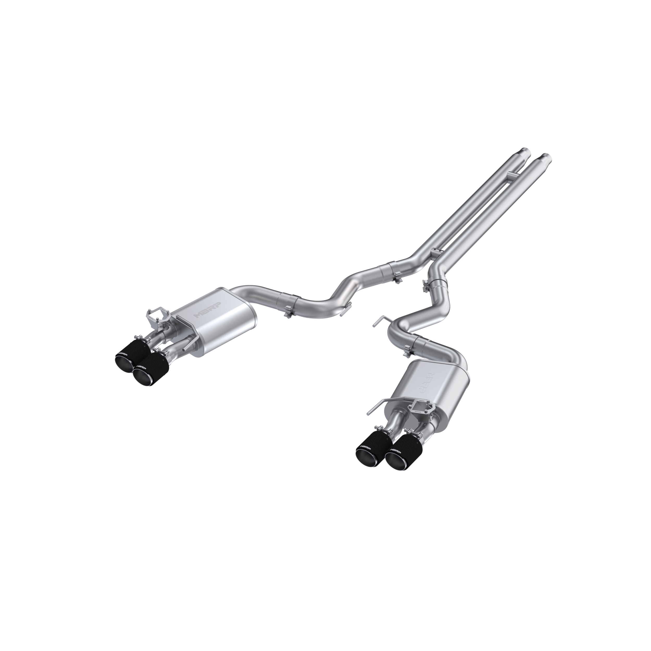 MBRP Exhaust 3in. Cat-Back. Dual Rear Exit. Active Exhaust. T304. Quad CF Tips. S72093CF