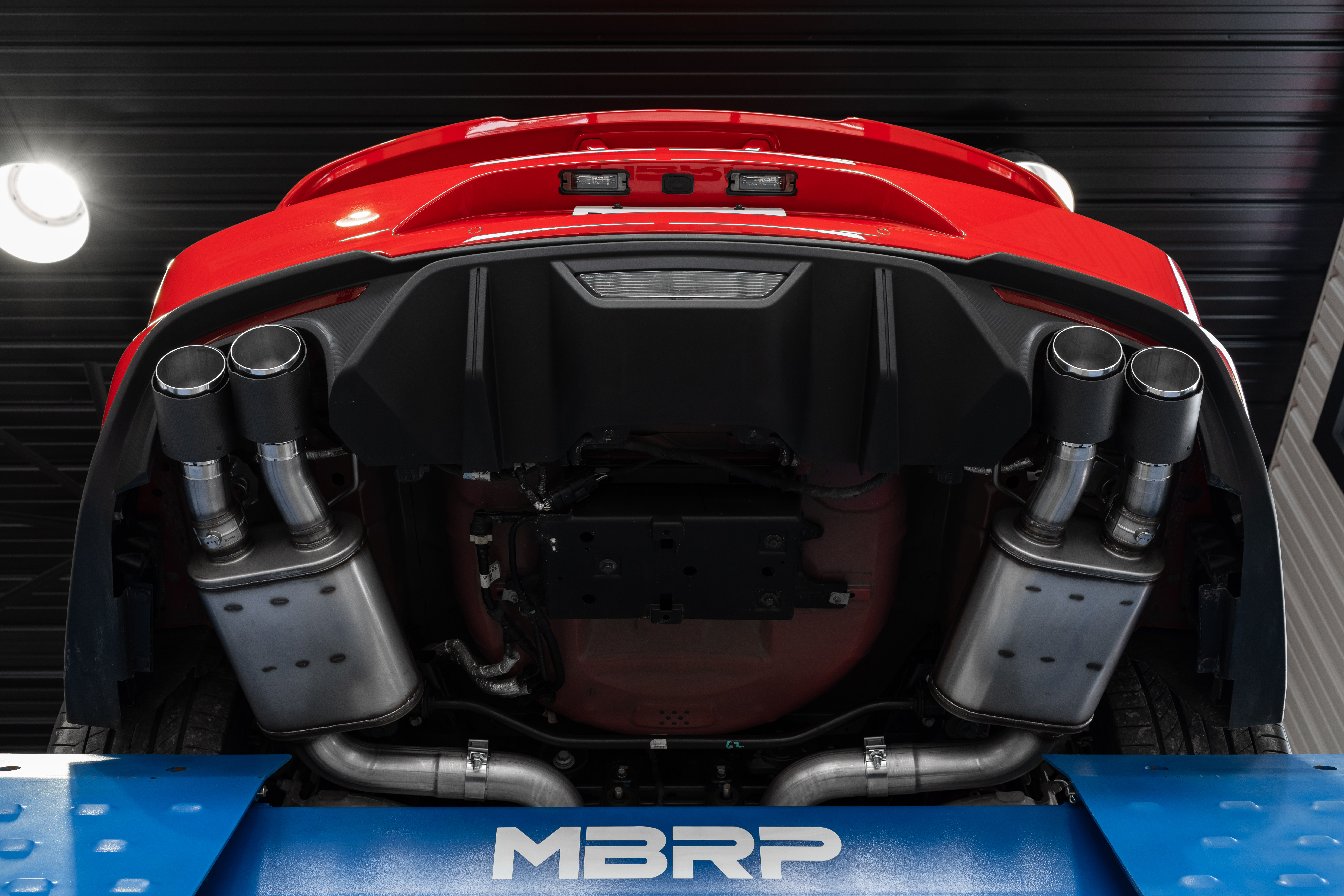 MBRP Exhaust 3in. Cat-Back. Dual Rear Exit. Active Exhaust. T304. Quad CF Tips. S72093CF