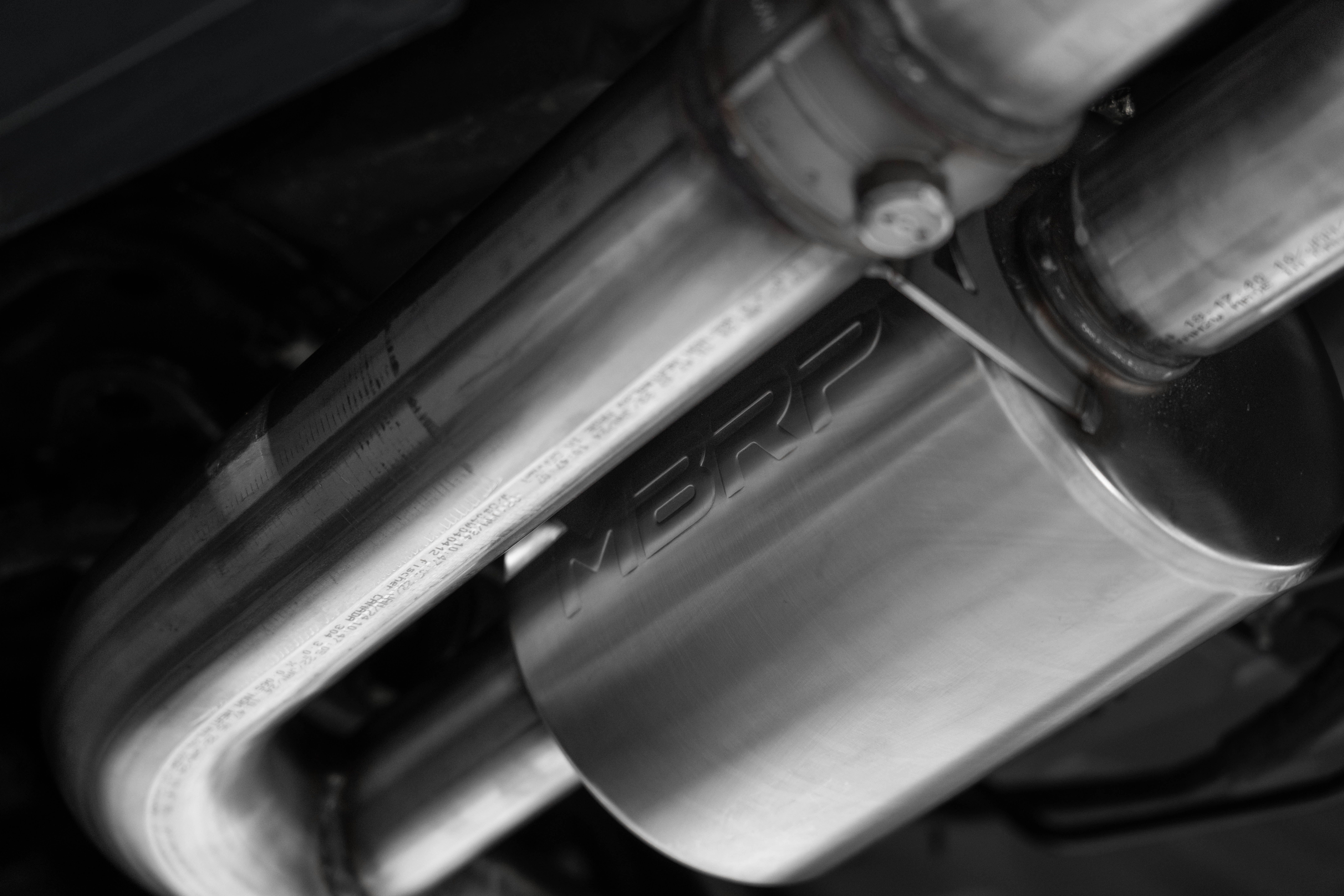 MBRP Exhaust 3 Inch Cat-Back Quad Rear Exit. T304 and CF Tips. Active Exhaust S72553CF