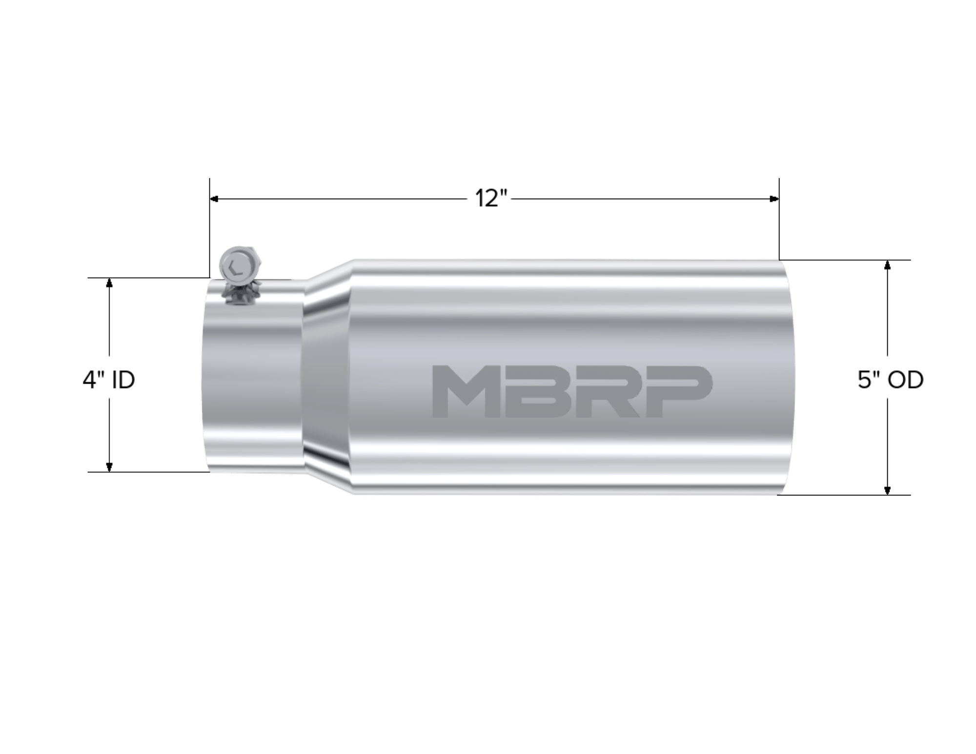 MBRP Exhaust 5" OD.. Dual Wall Straight. 4" Inlet. T304 Stainless Steel. T5049