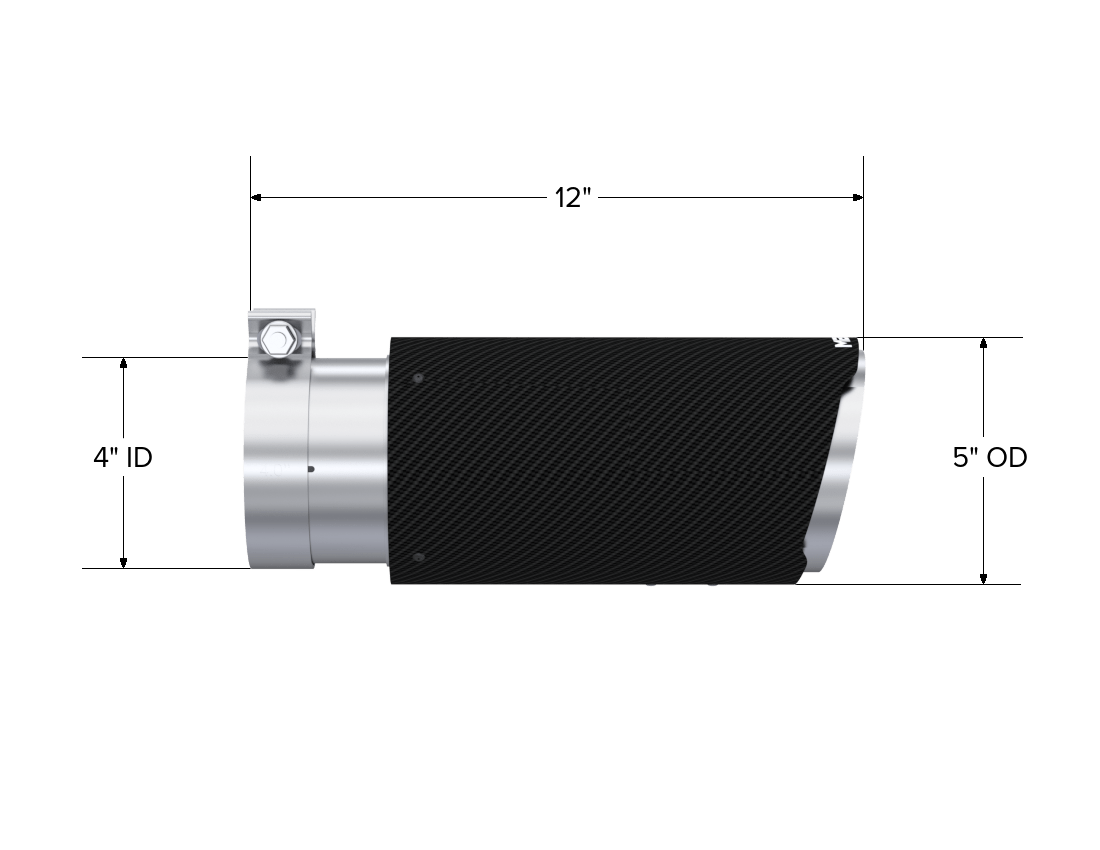 MBRP Exhaust MBRP 5 Inch OD, 4 Inch ID, 12 Inch Length,Angled Rolled End, T304 CF. T5051CF