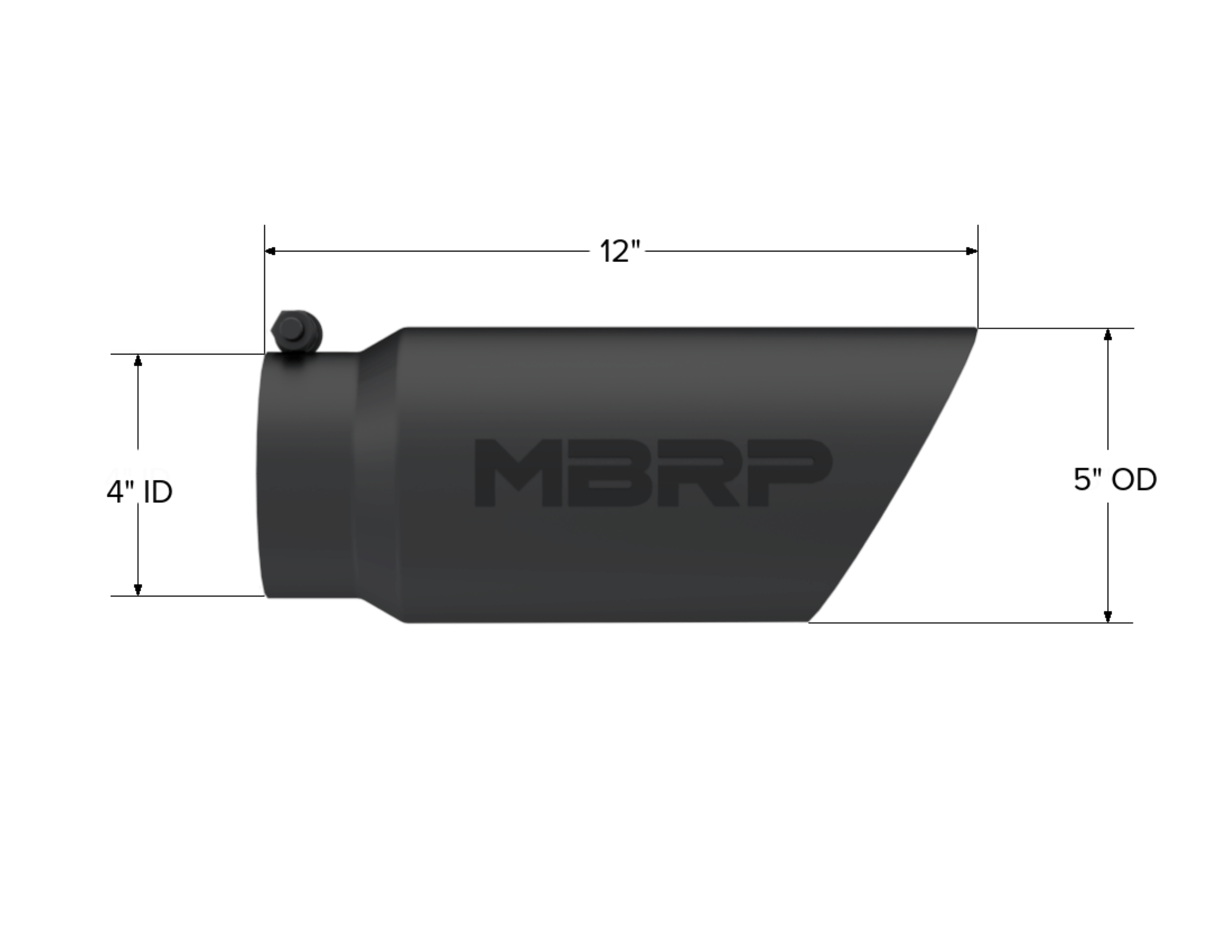 MBRP Exhaust Tip. 5in. O.D.. Dual Wall Angled. 4in. inlet 12in. Length. BLK T5053BLK