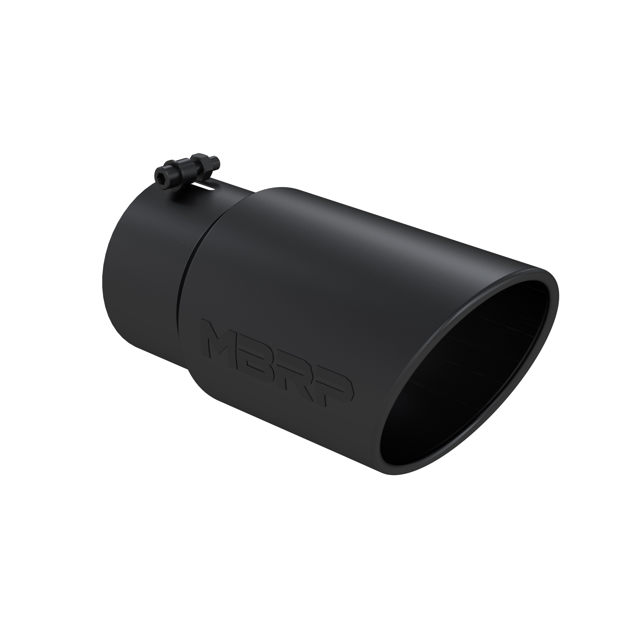 MBRP Exhaust Tip. 6in. O.D. Angled Rolled End 5in. inlet 12in. length. Black Series. T5075BLK