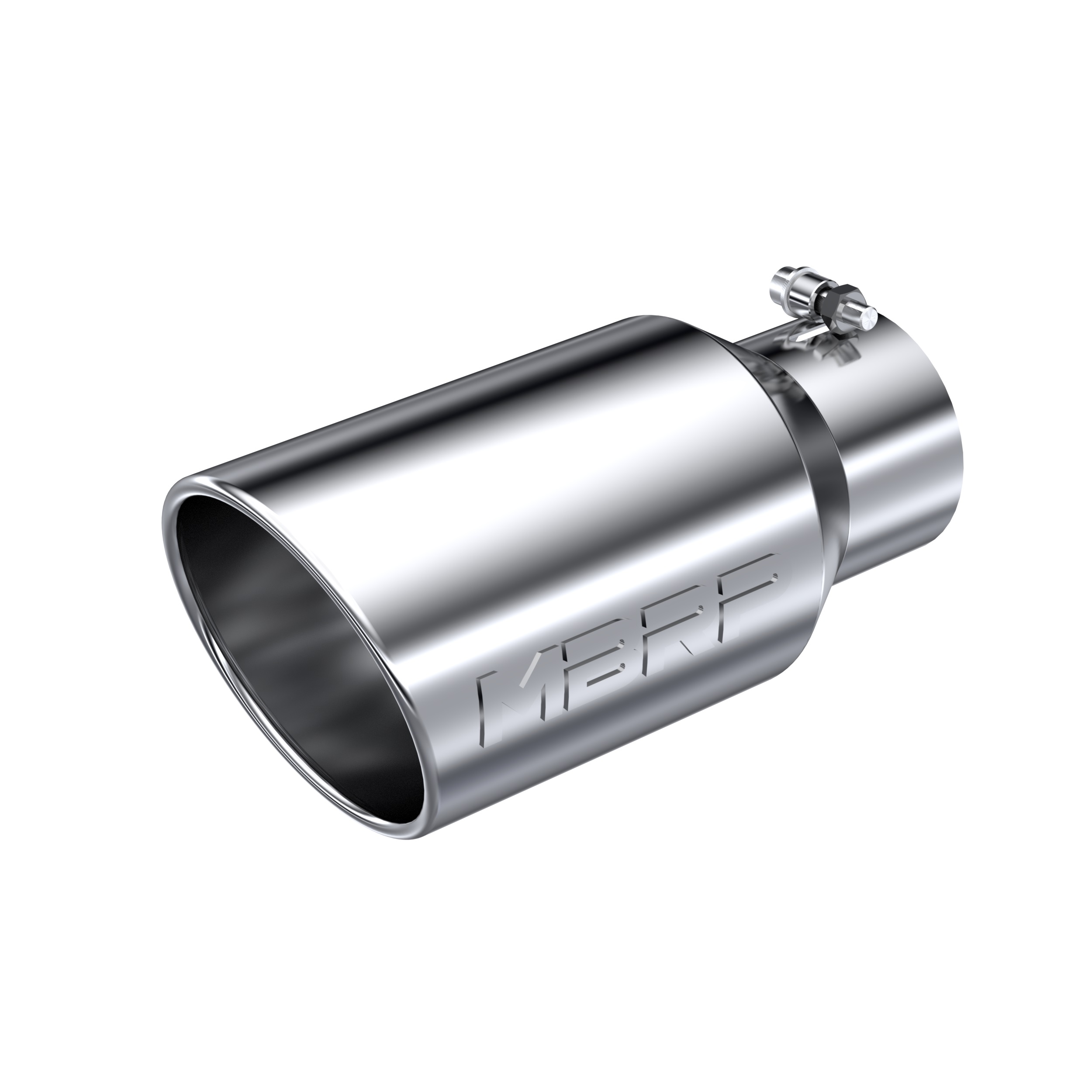MBRP Exhaust Tip 6" OD. Angled Rolled End. 4" ID. 12" length. T304 Stainless Steel. T5073