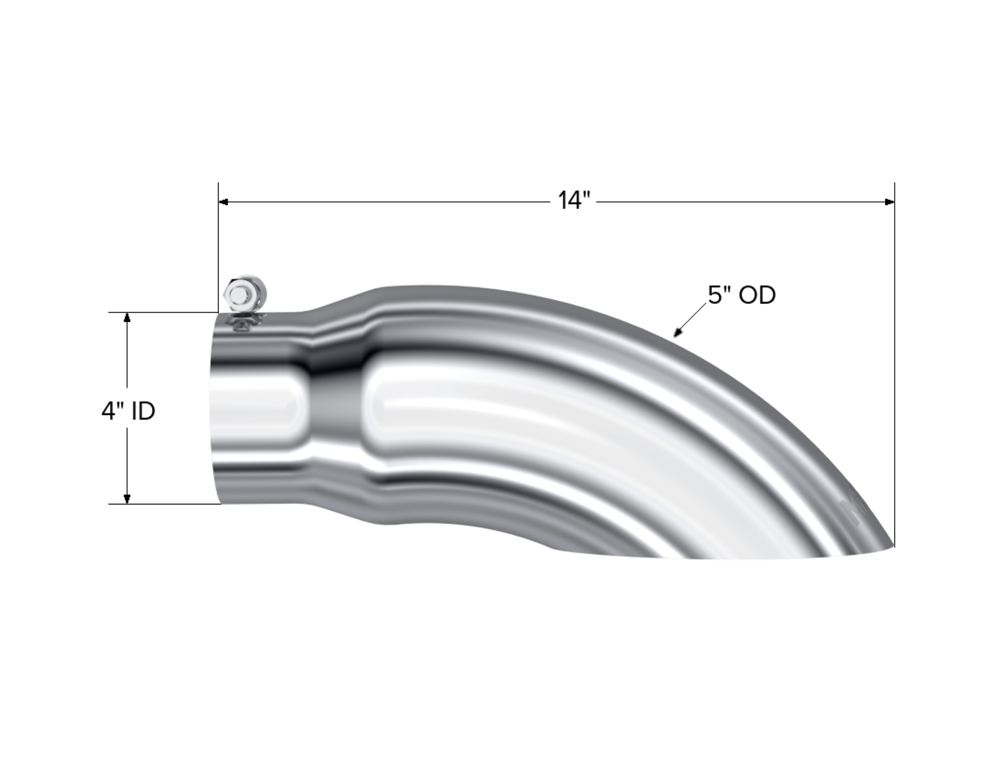 MBRP Exhaust Tip. 5in. O.D. Turn Down 4in. inlet 14in. length. T304. T5086