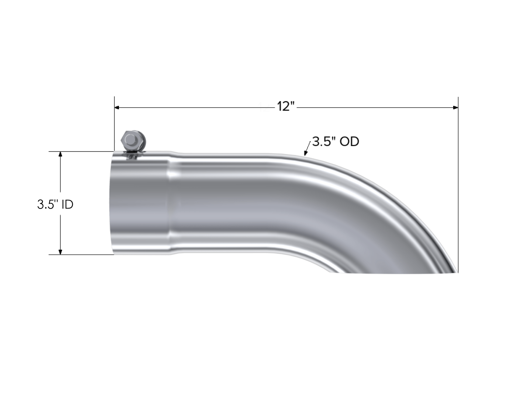 MBRP Exhaust Tip. 3.5in OD. 3.5in Inlet. 12in Length. Turn Down. T304 T5080