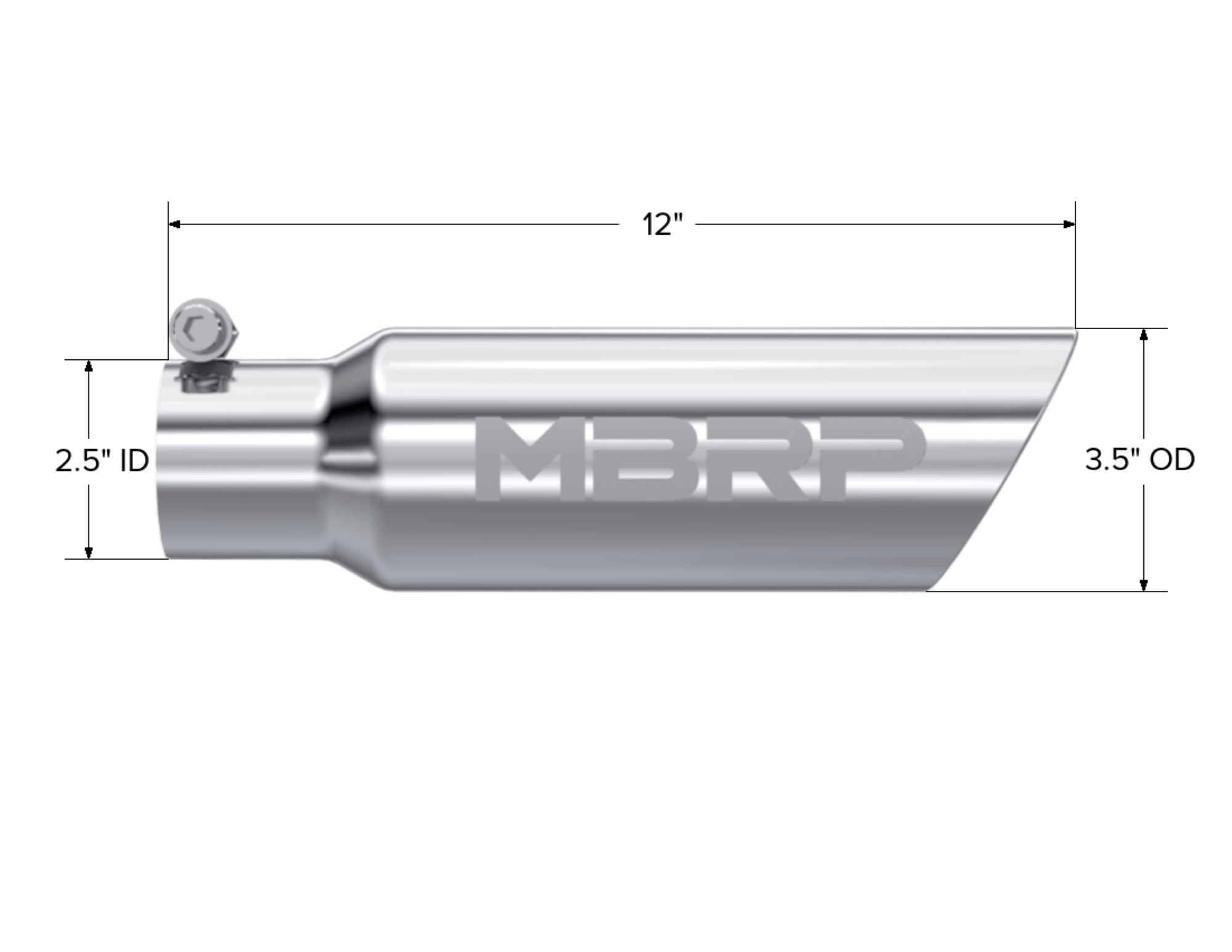 MBRP Exhaust Tip. 3in. O.D. Dual Wall Angled 2in. inlet 12in. length. T304. T5106