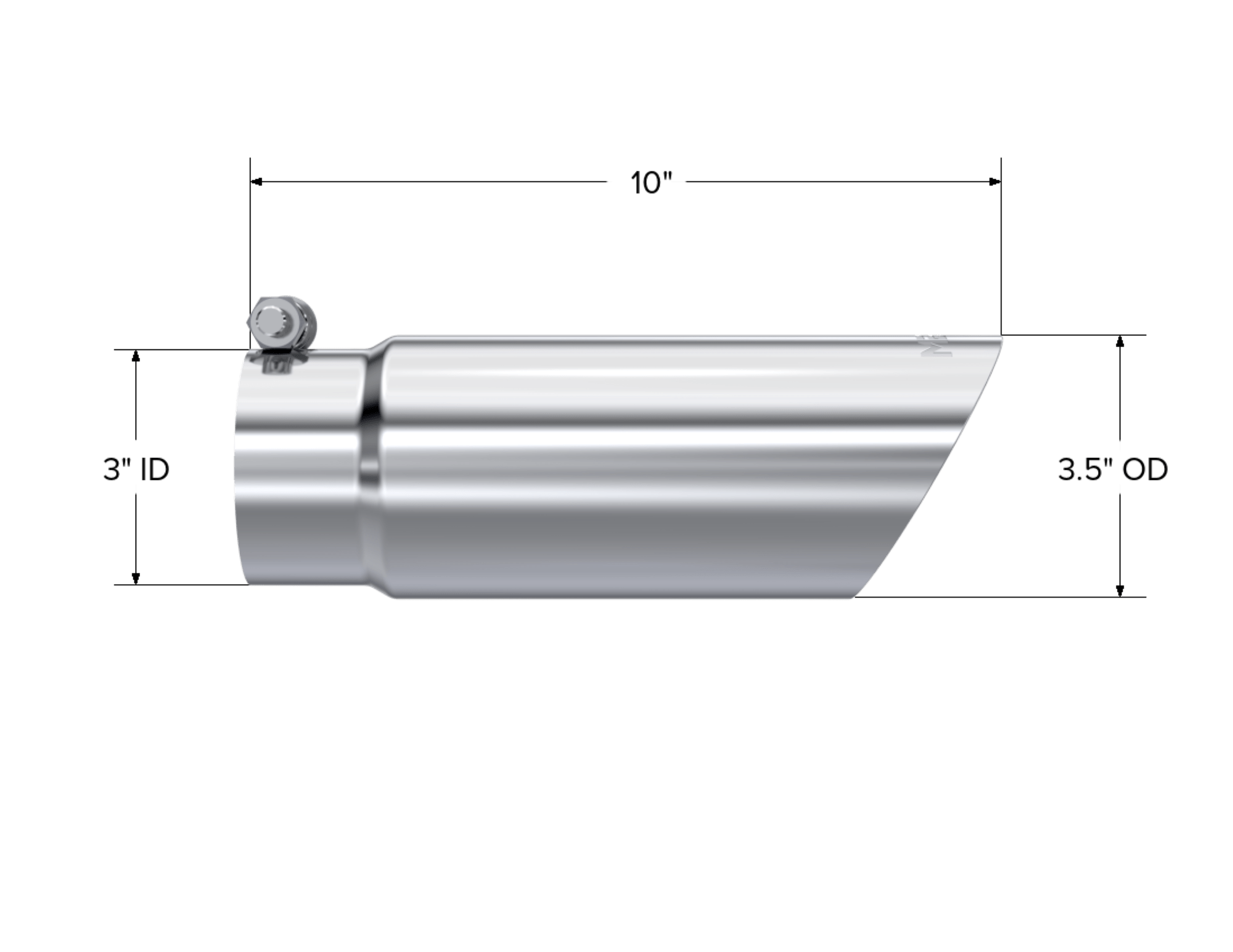 MBRP Exhaust Tip. 3in. O.D. Dual Wall Angled End 3in. inlet 12in. length. T304 Stainless. T5114