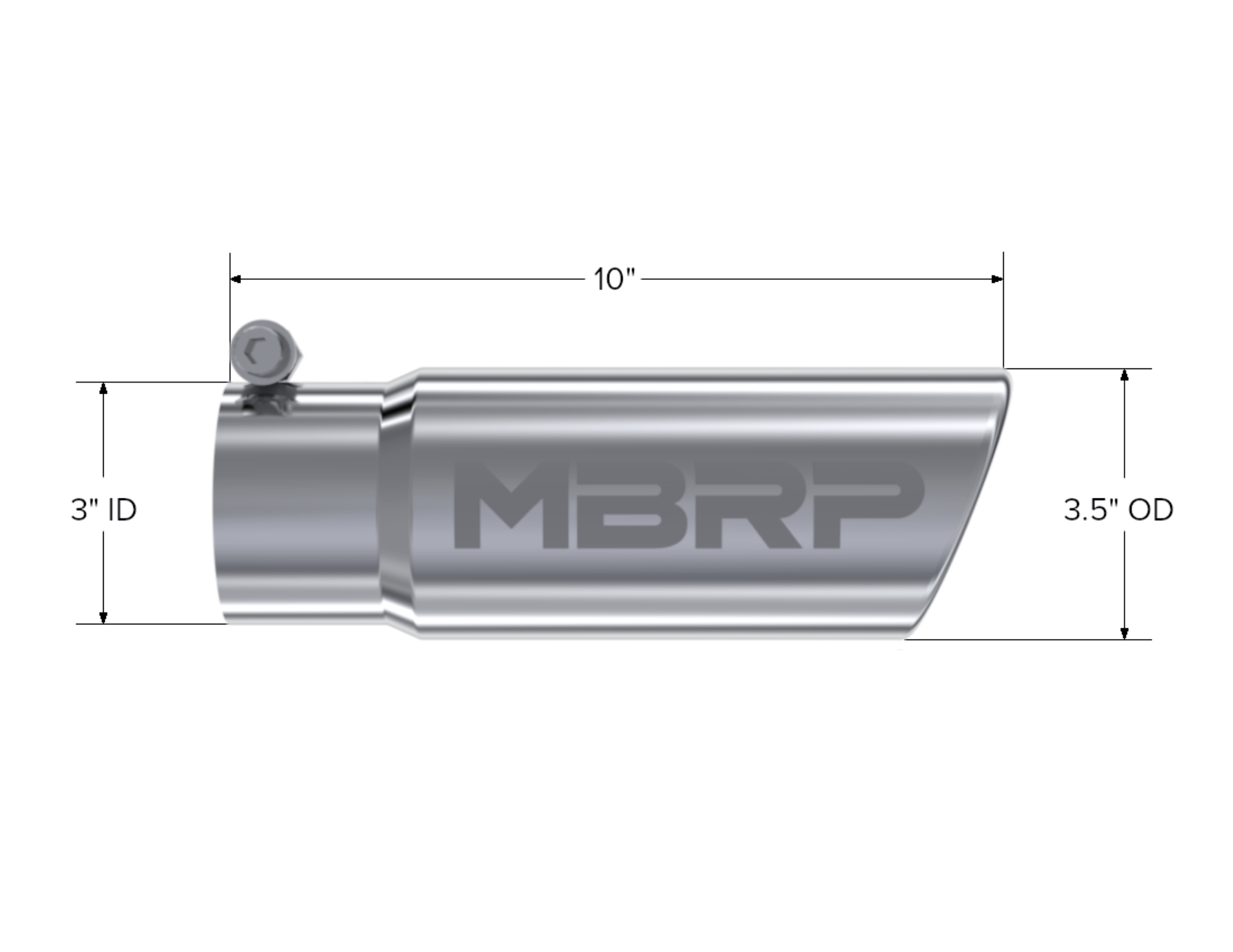 MBRP Exhaust Tip. 3in. O.D. Angled Rolled End 3in. inlet 10in. length. T304. T5115