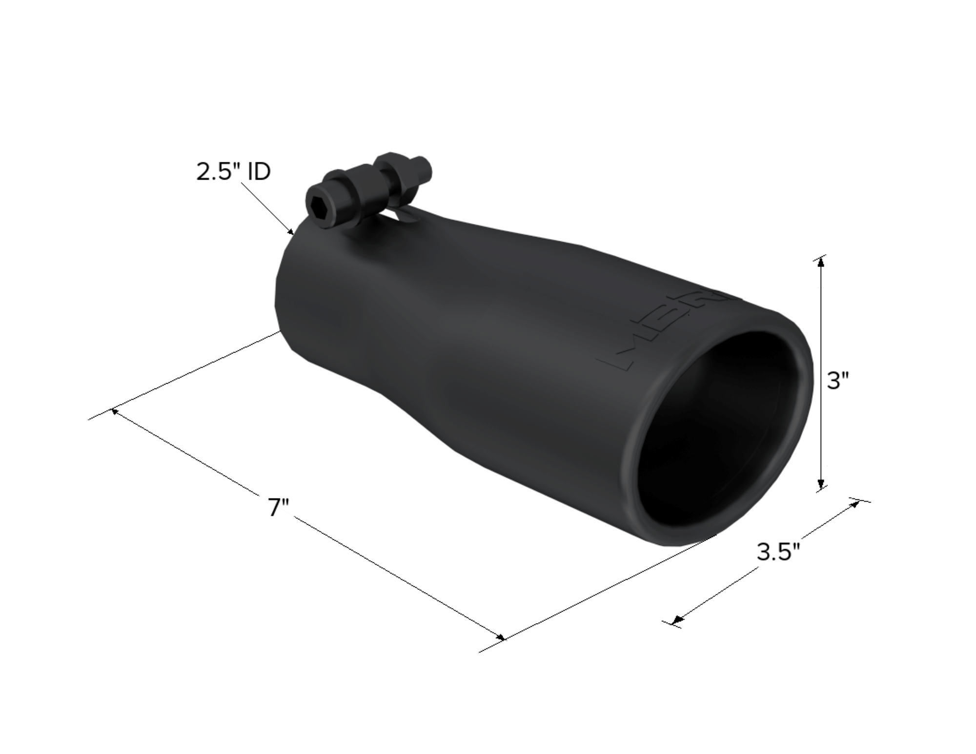 MBRP Exhaust Tip. 3 in. O.D. Oval 2in. inlet 7 1/16in. length. BLK. T5116BLK
