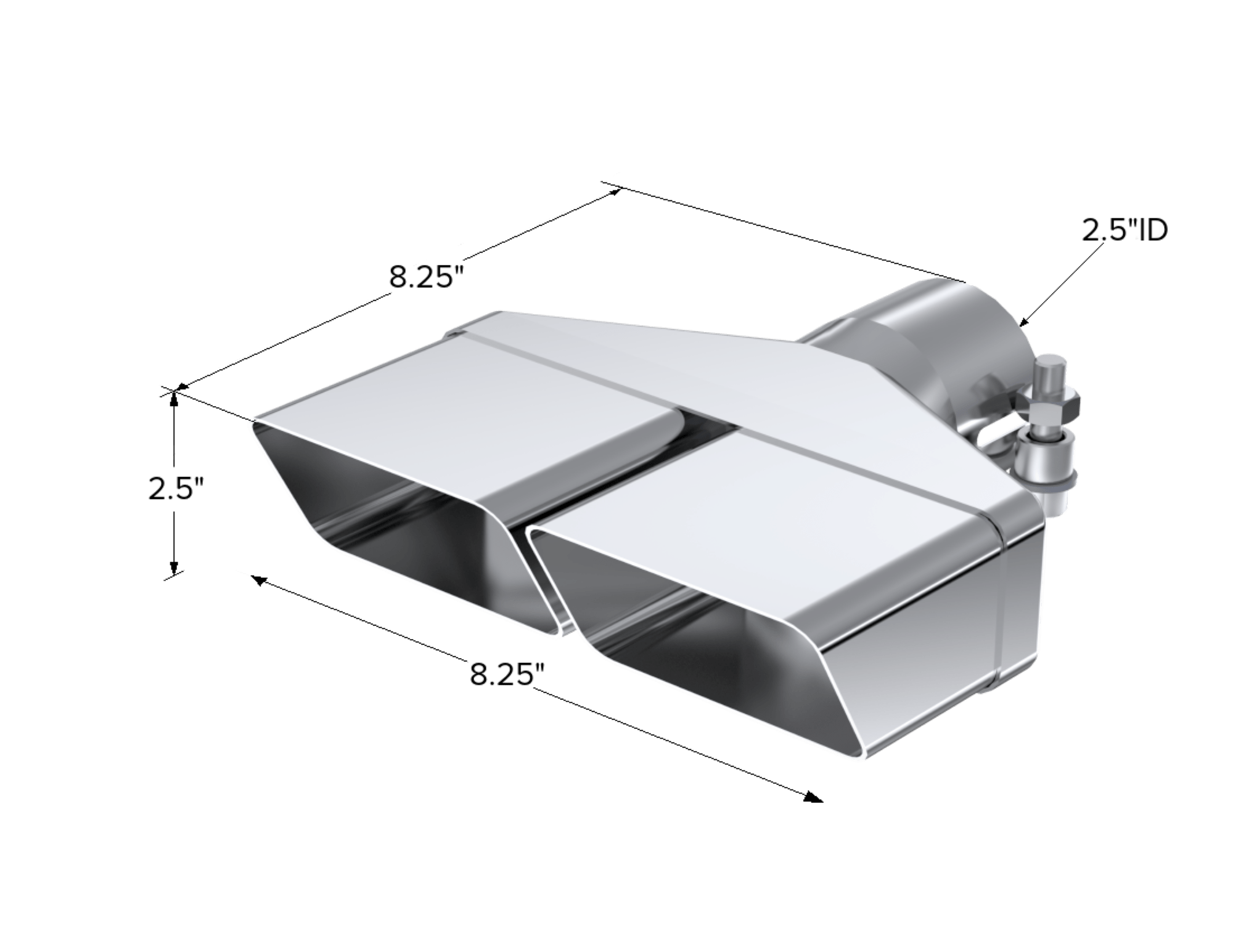 MBRP Exhaust 8In x 2 1/2in ID. Rectangle. 2 1/2in Inlet. 8 1/4in Length. T304. T5118
