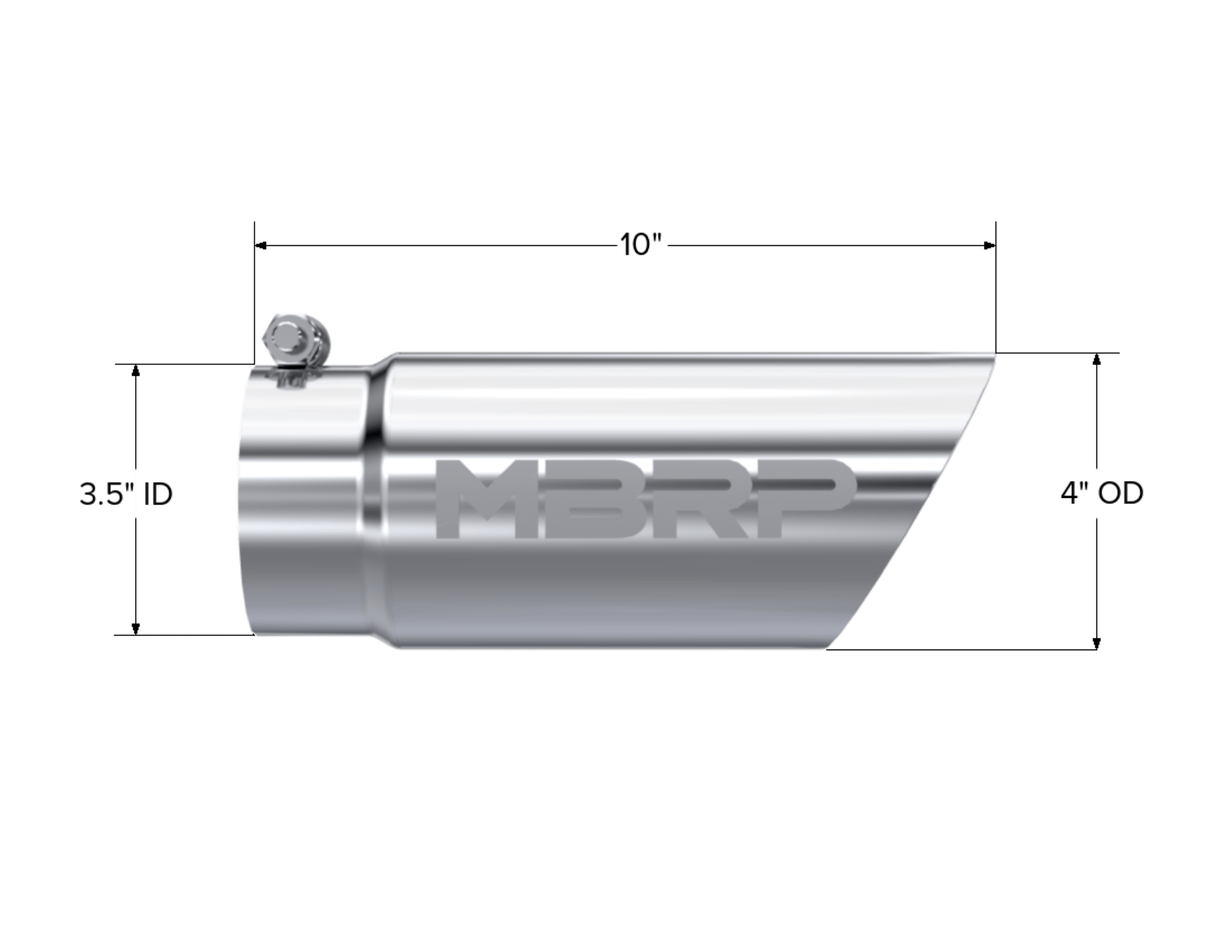 MBRP Exhaust Tip. 3in. O.D. Dual Wall Angled 4in. inlet 10in. length. T304. T5110