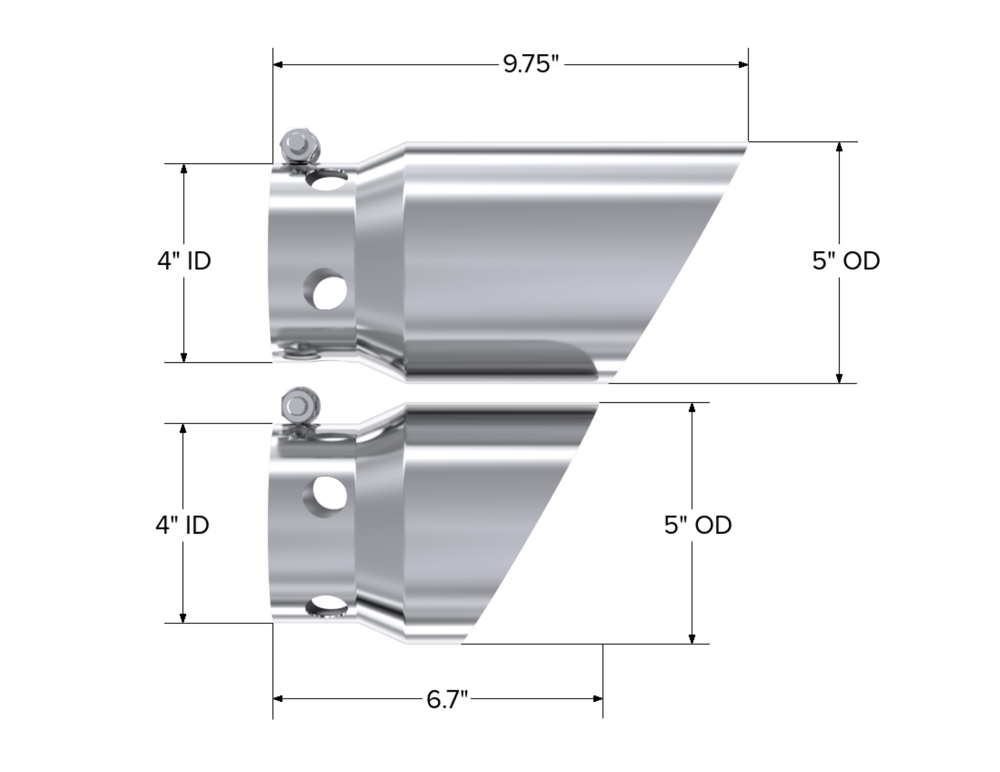 MBRP Exhaust 4in. inlet 5in. Tip Cover Set-6 in. and 9 in. in length. T304. T5111