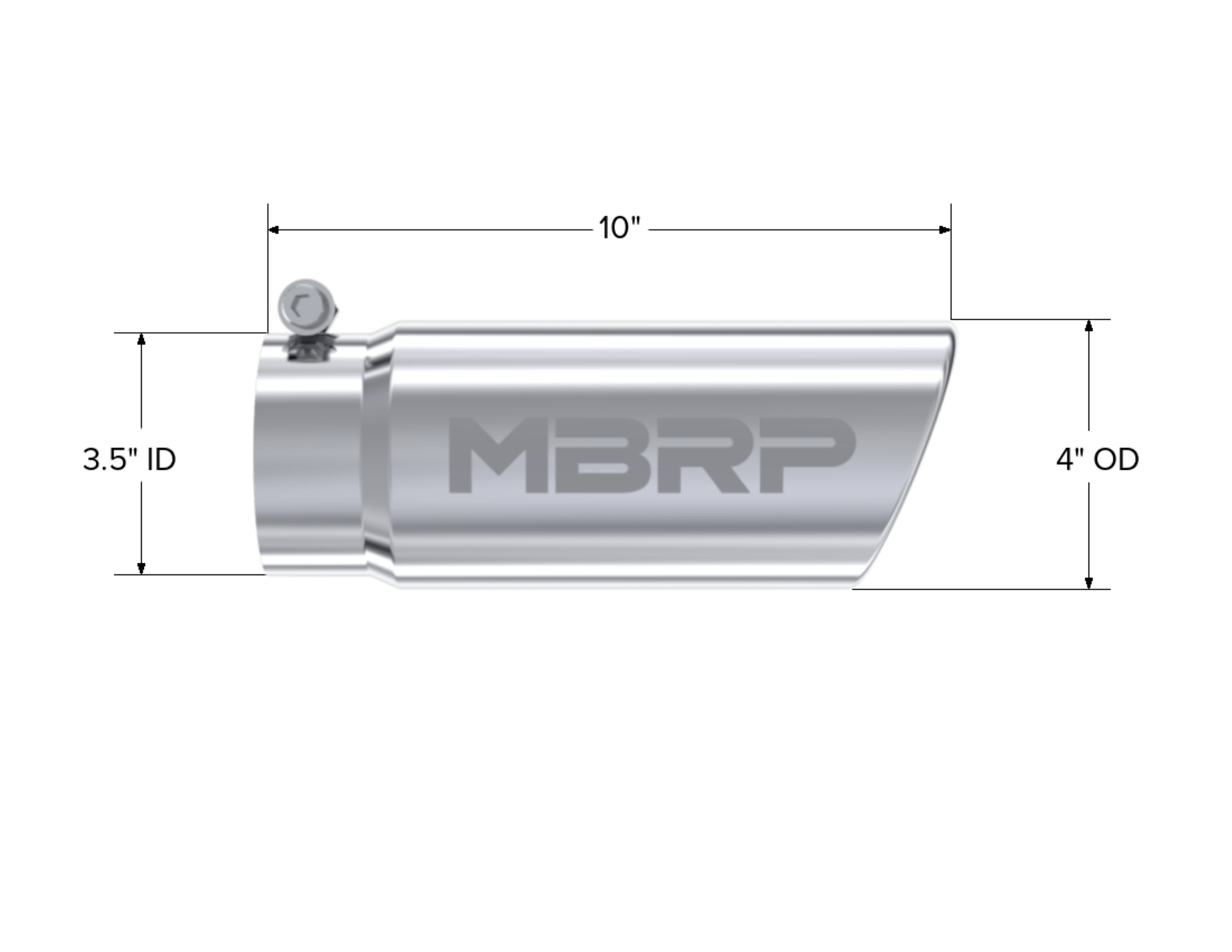 MBRP Exhaust Tip. 4in. O.D. Angled Rolled End 3in. inlet 10in. length. T304. T5112