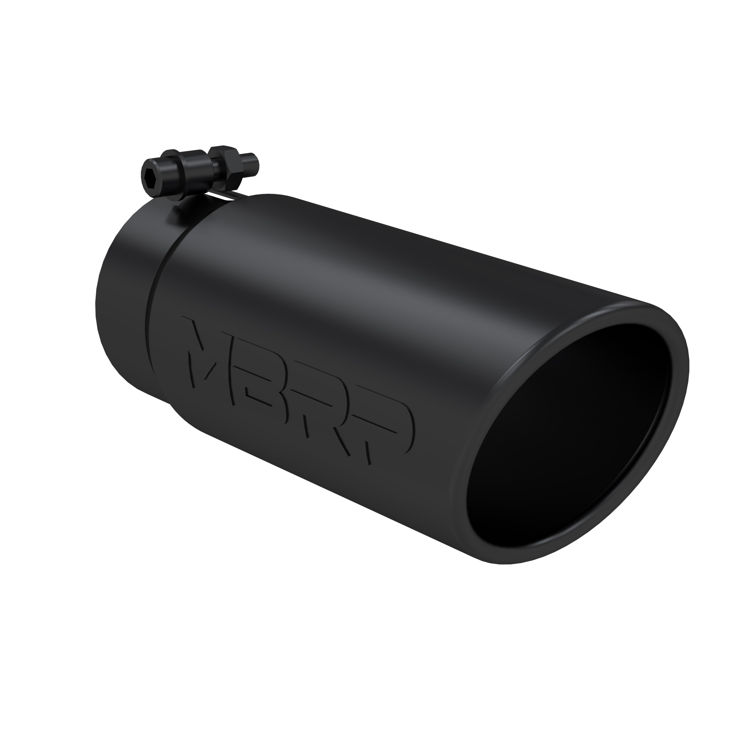 MBRP Exhaust Tip. 4in. O.D. Angled Rolled End 3in. inlet 10in. Length. BLK. T5112BLK