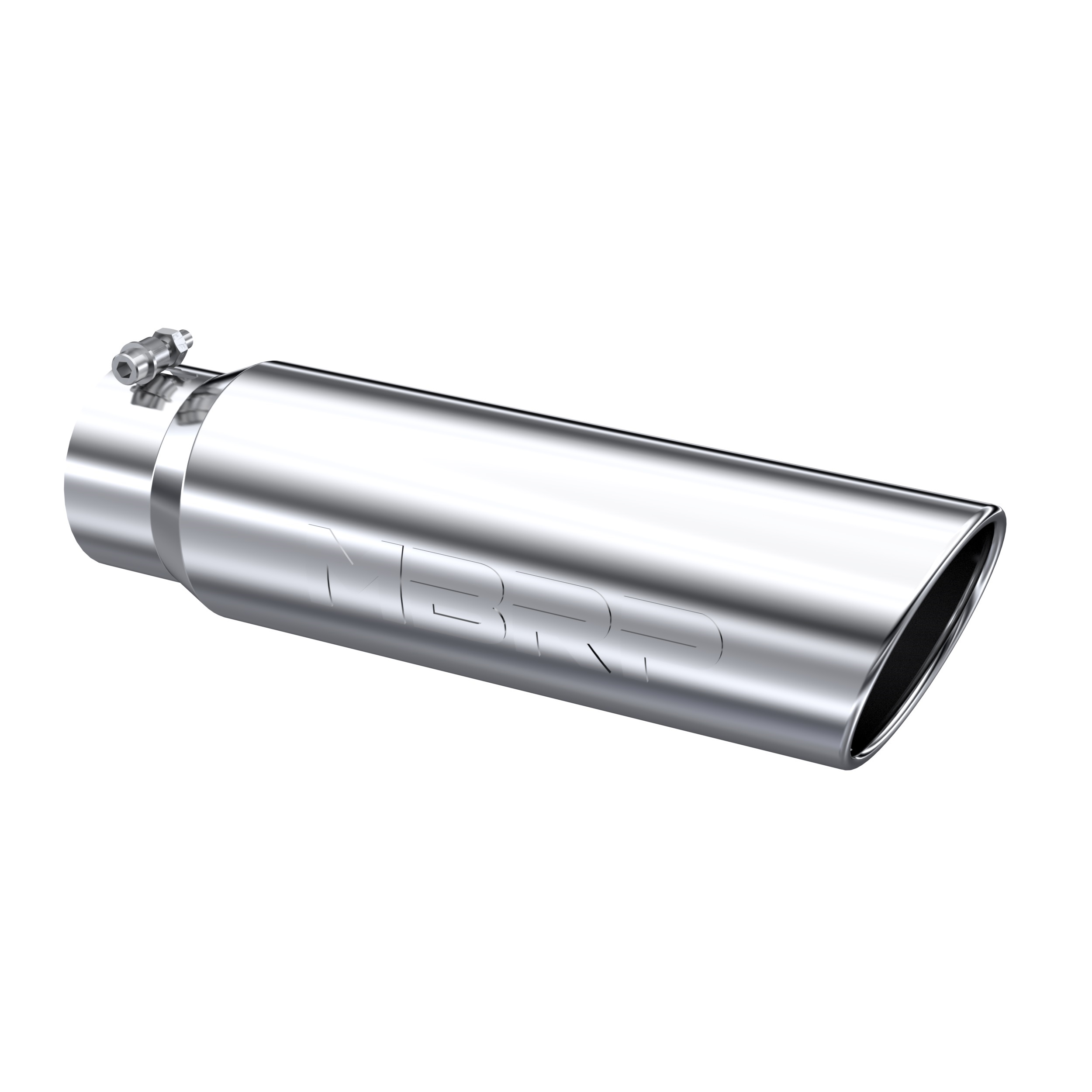 MBRP Exhaust Tip. 5in. O.D.. Angled Rolled End. T304 Stainless Steel. T5124