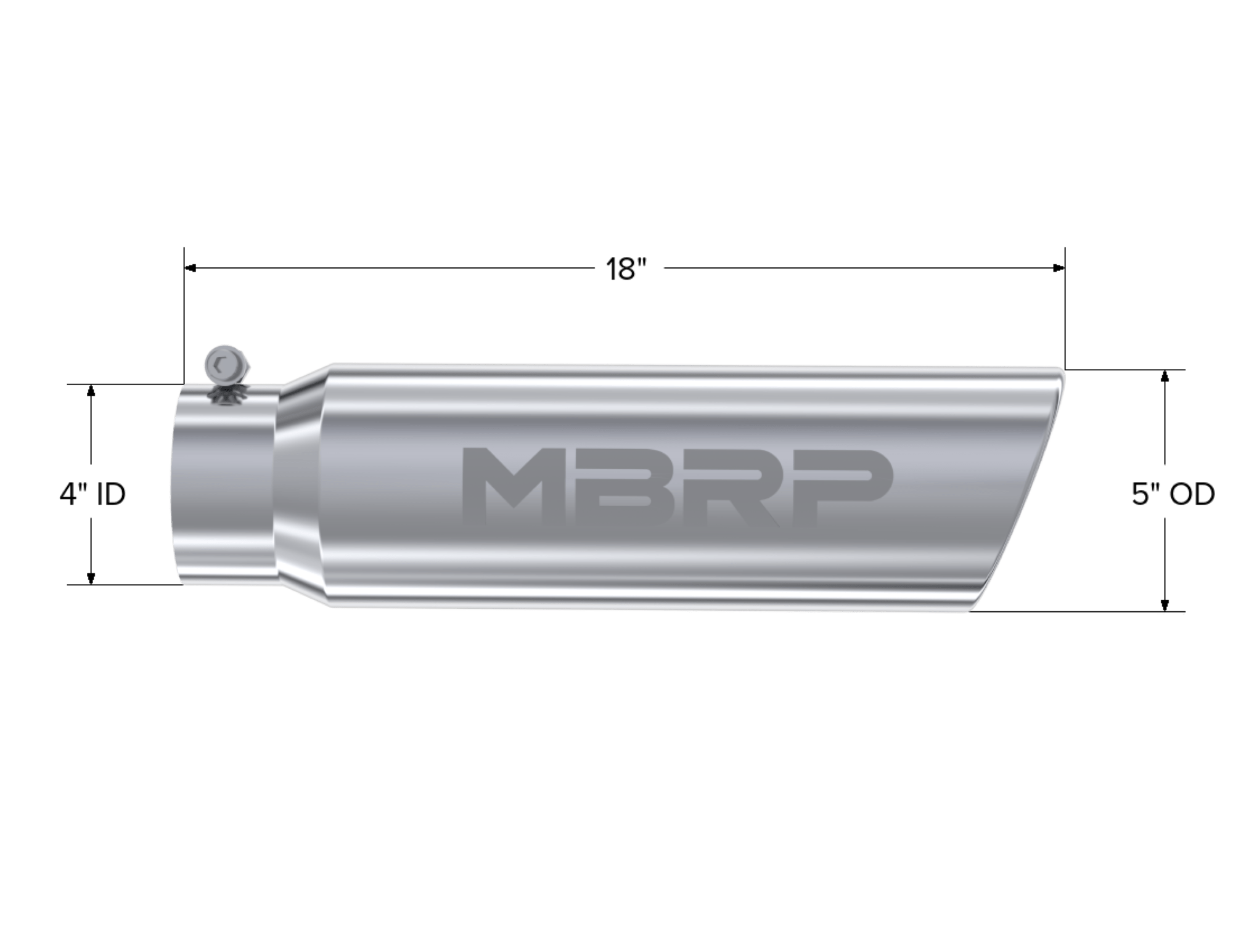 MBRP Exhaust Tip. 5in. O.D.. Angled Rolled End. T304 Stainless Steel. T5124